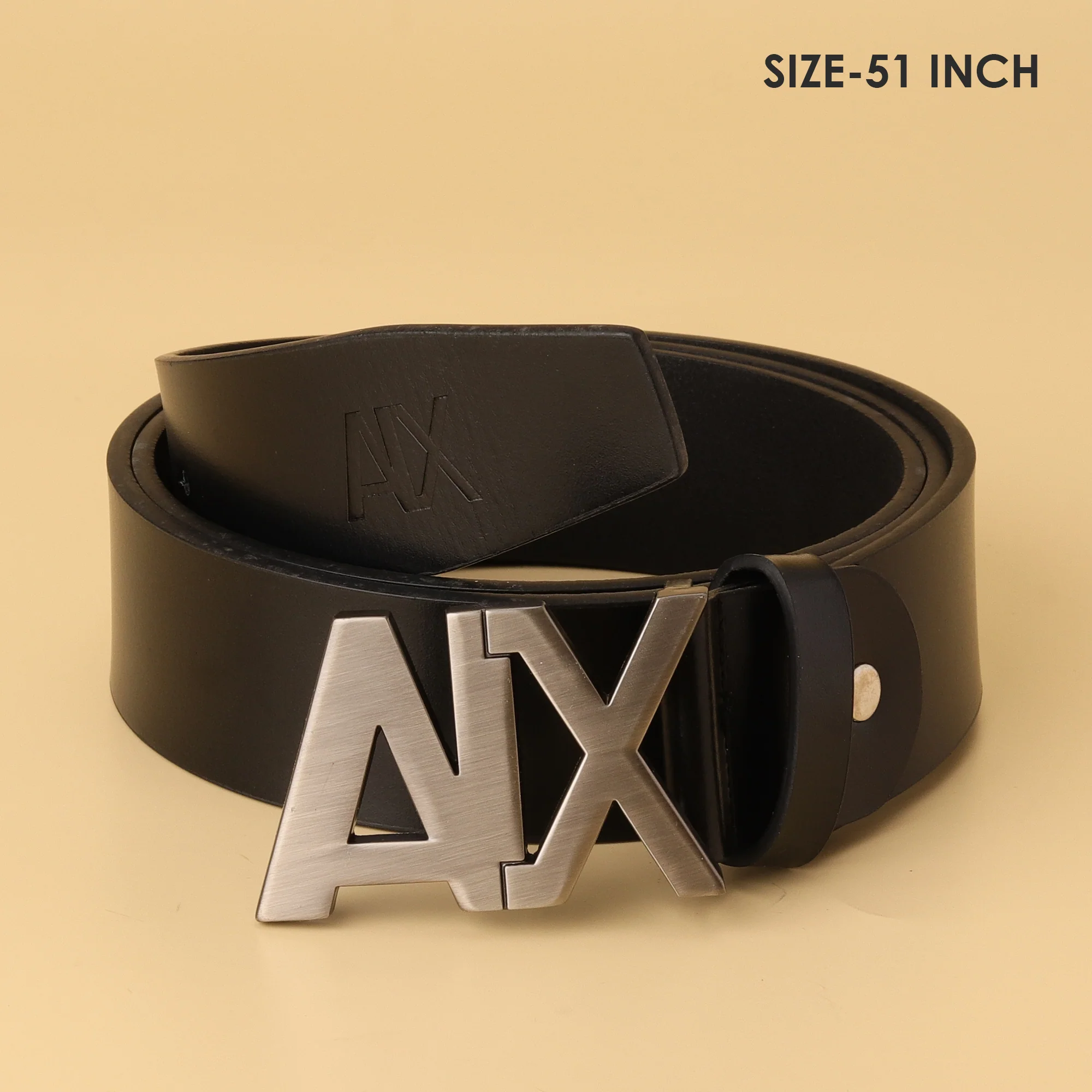 Armani Exchange Black Leather Belt for Men - Image 2