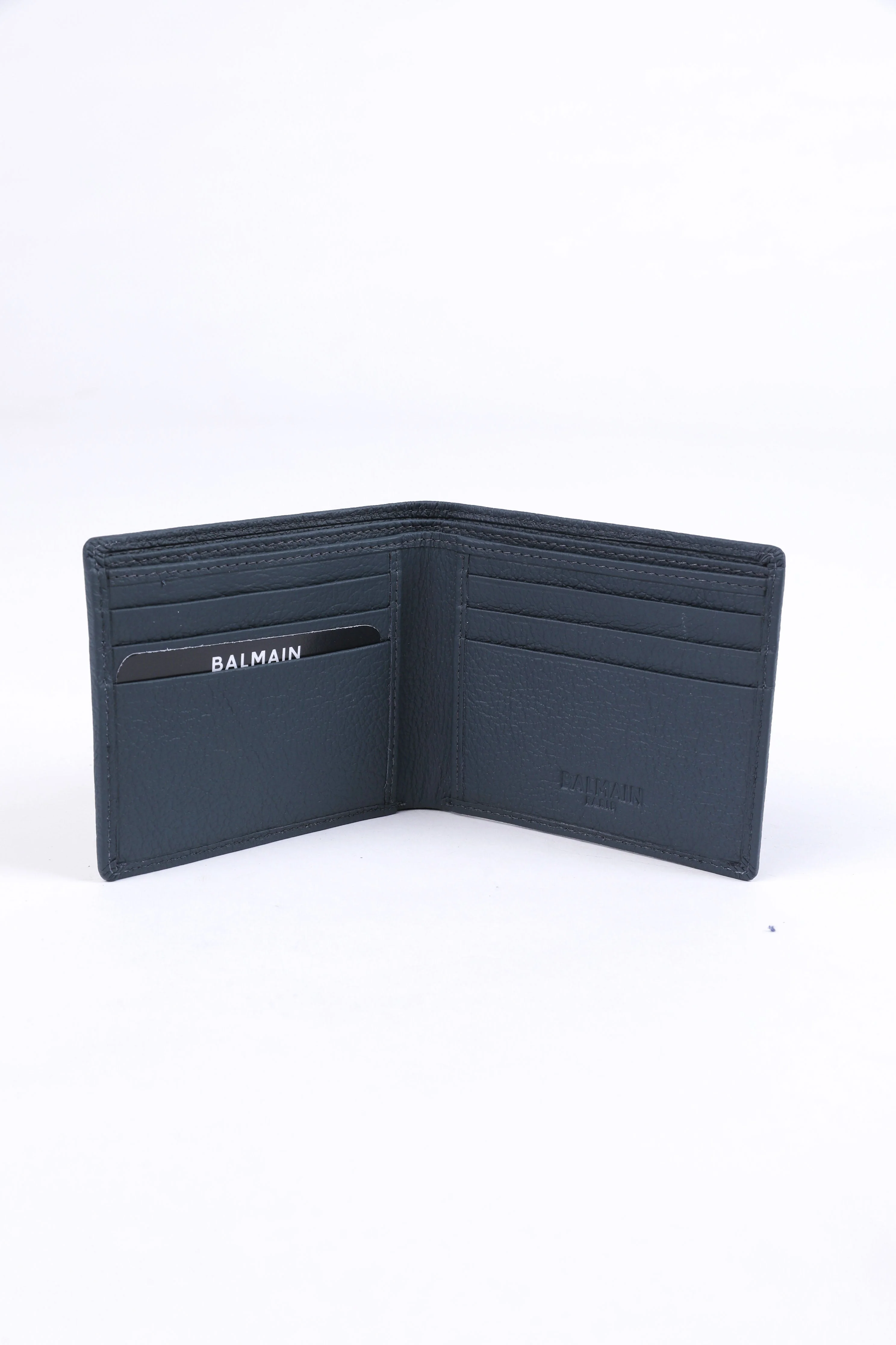 Balmain Embossed Leather Wallet – Navy Blue - Image 2
