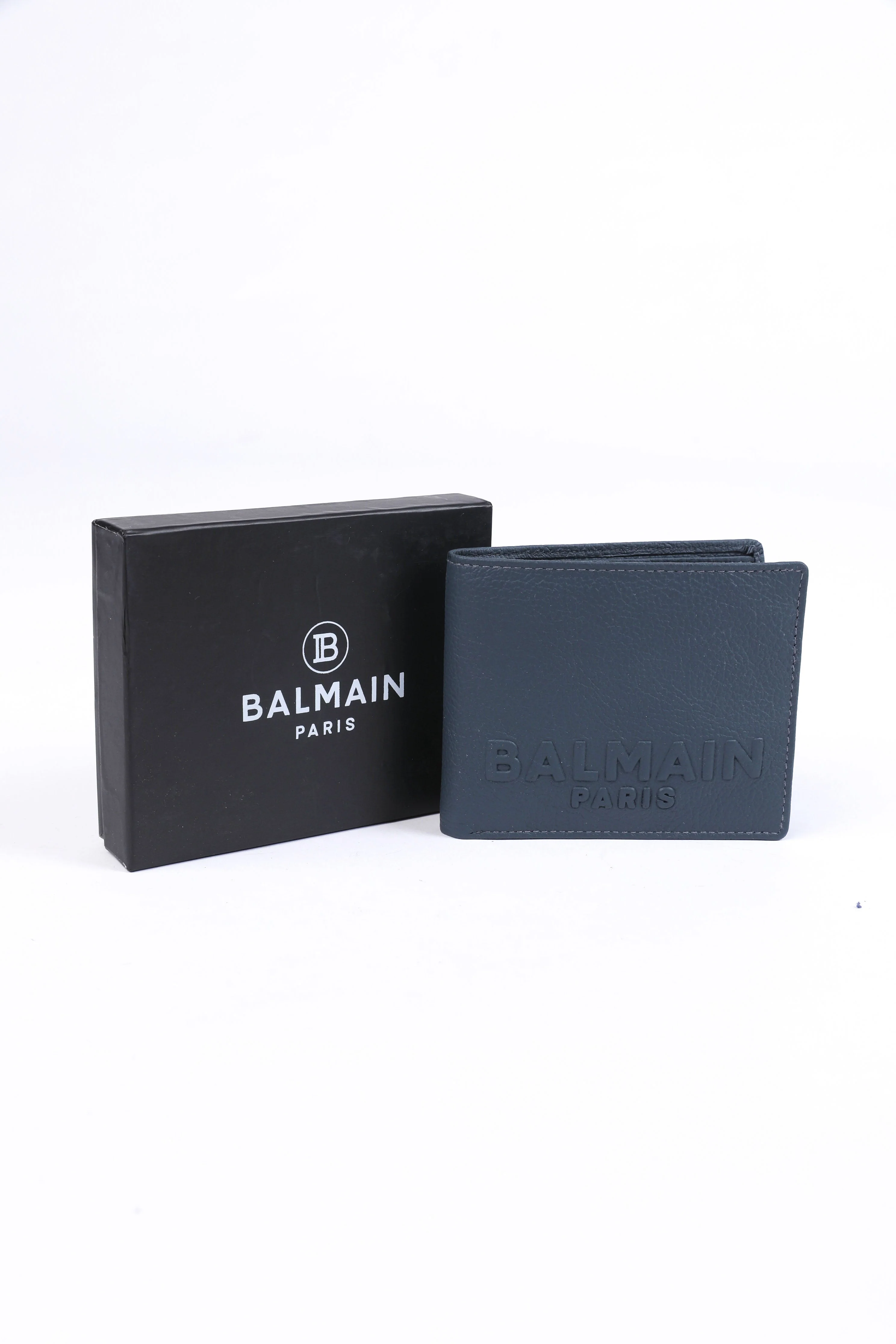 Balmain Embossed Leather Wallet – Navy Blue - Image 3