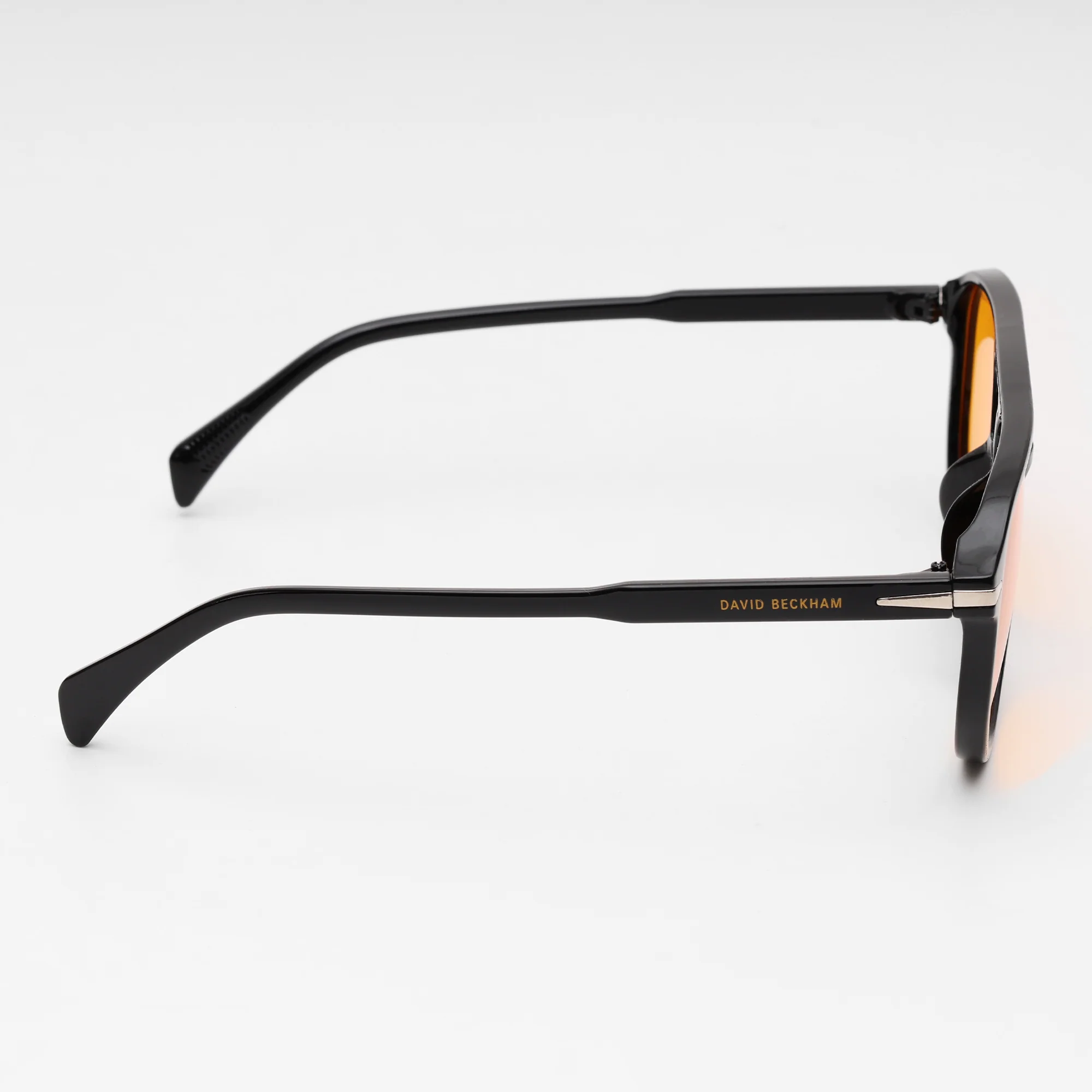 Beckham Black Aviator Sunglasses with Amber Tint - Image 6