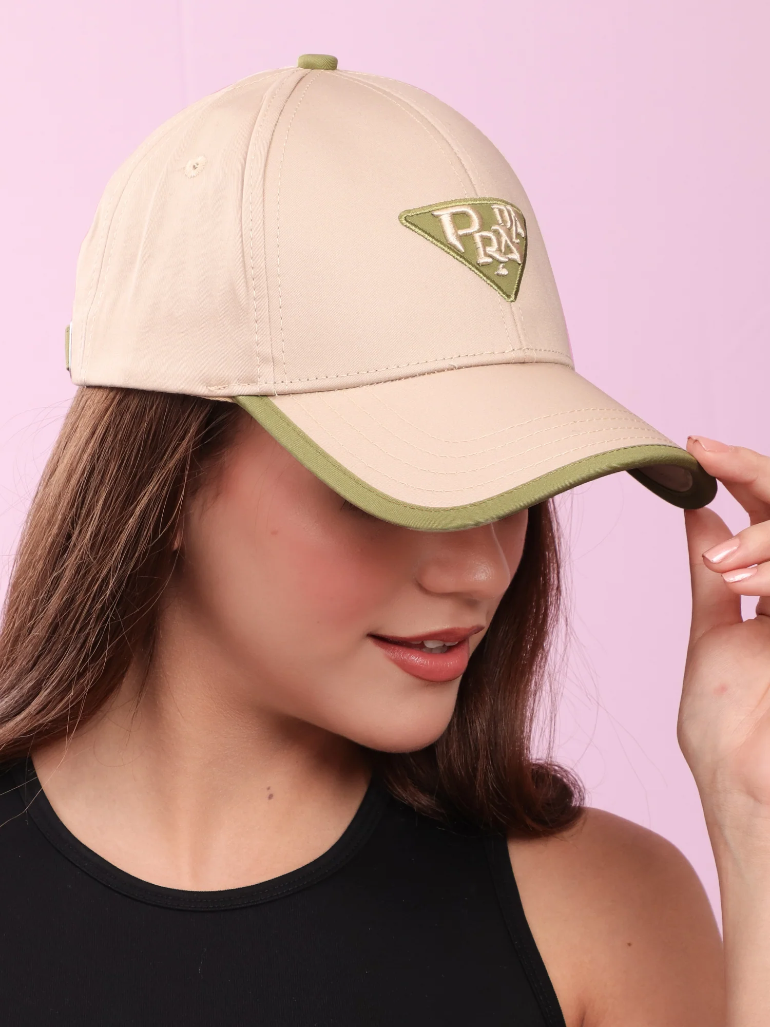 Beige & Sage Designer Baseball Cap - Image 3