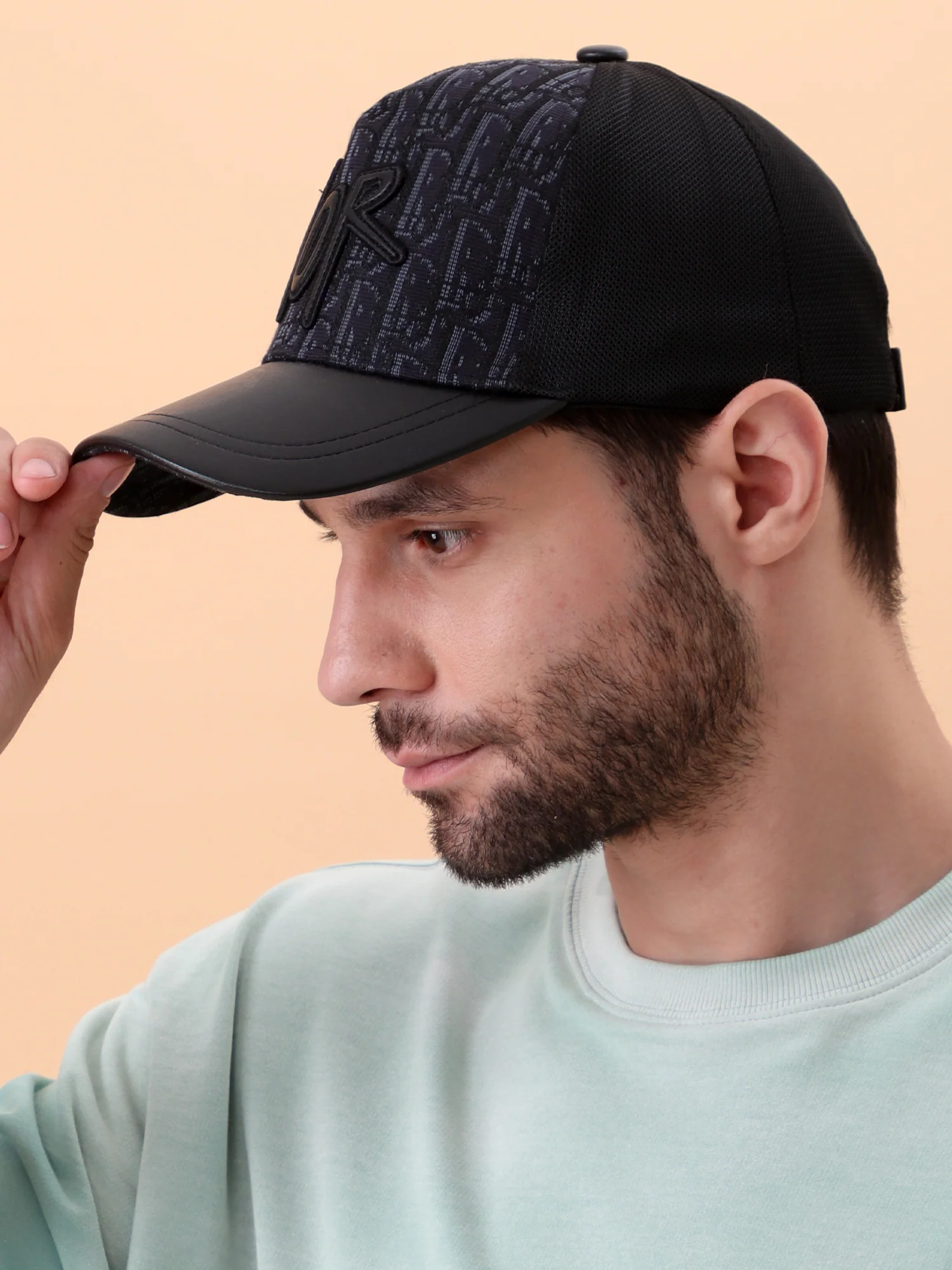 Black Dior Monogram Mesh Cap - Image 3