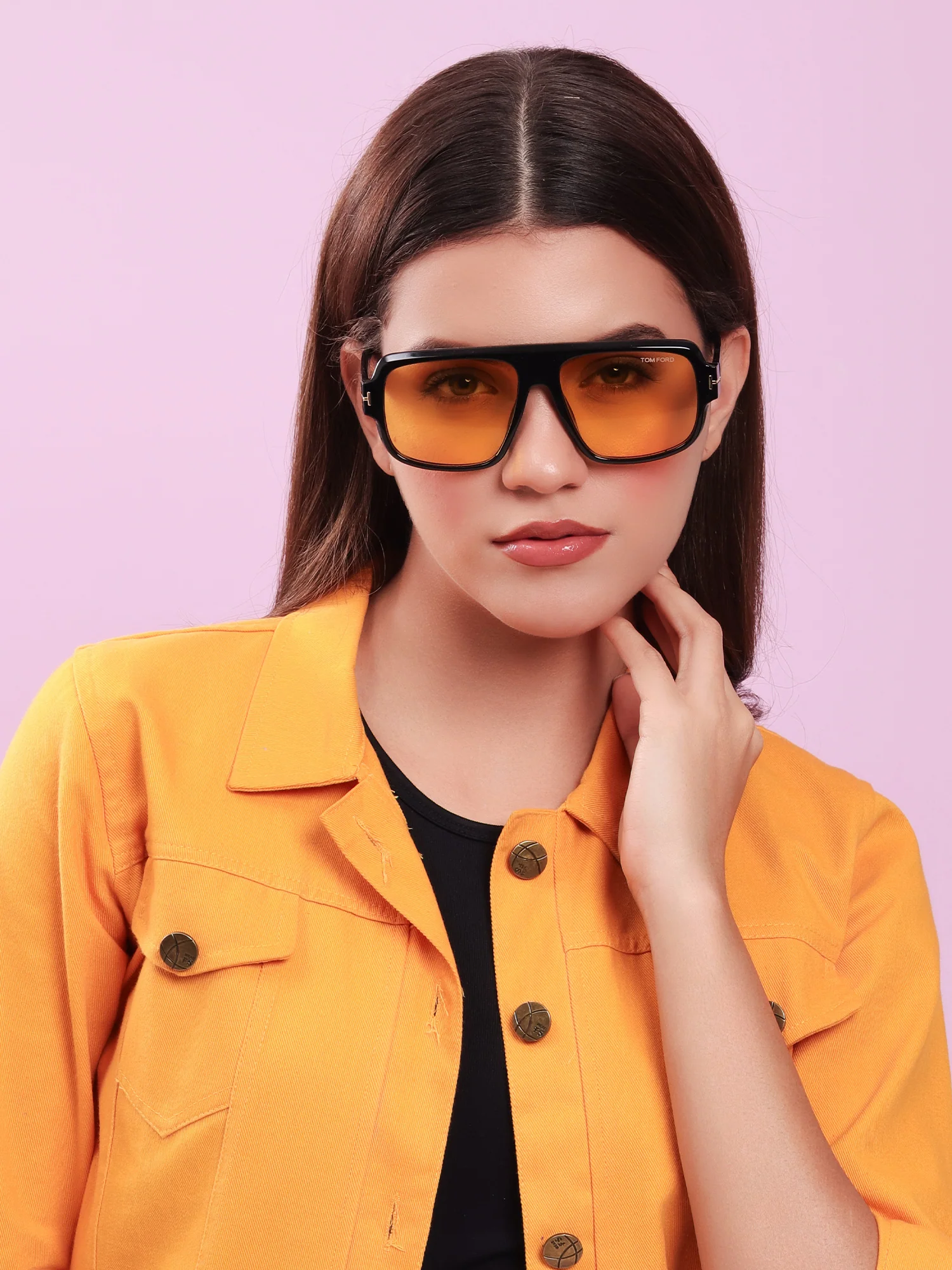 Black Frame Amber Lens Sunglasses - Image 3