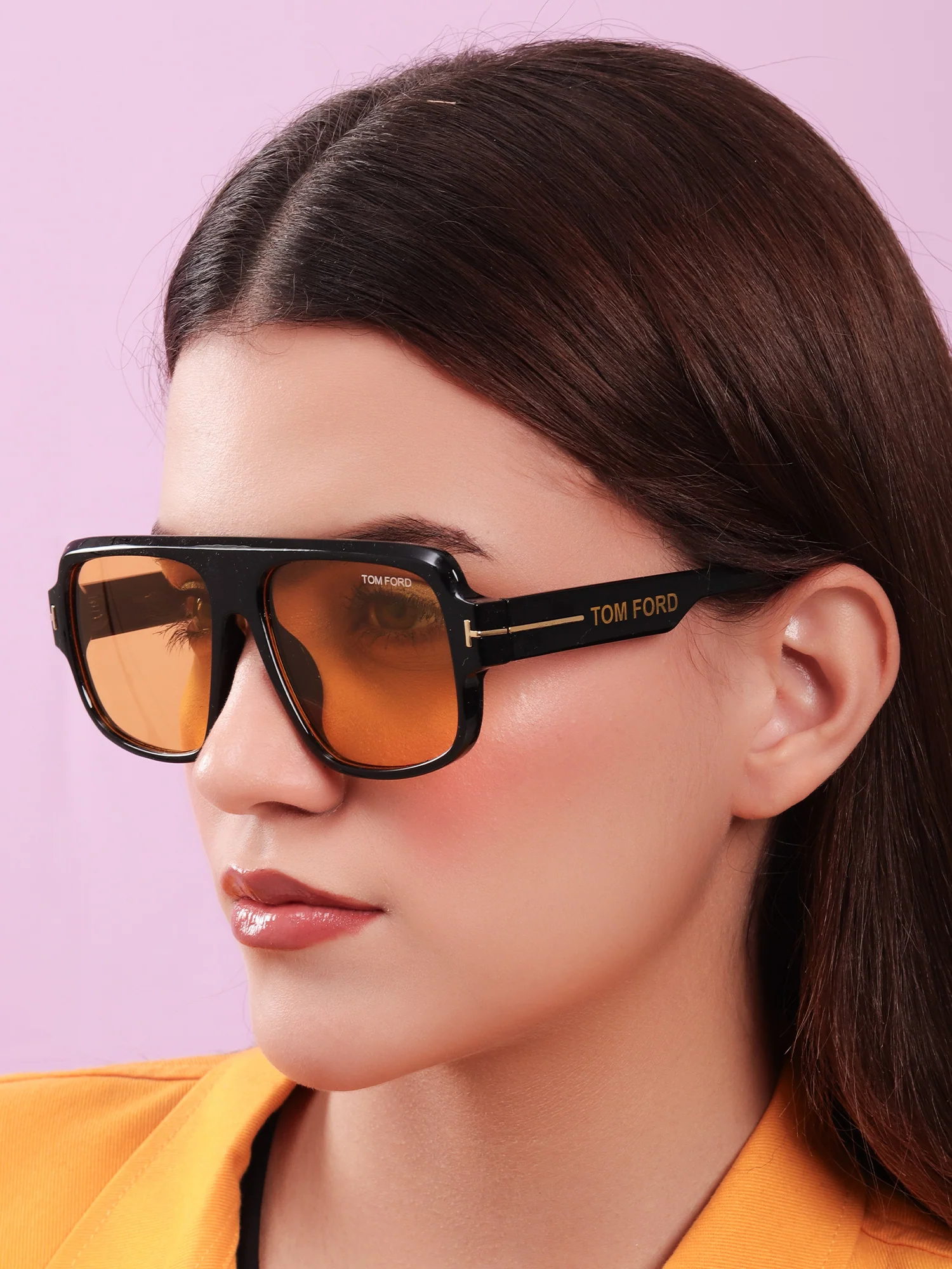 Black Frame Amber Lens Sunglasses - Image 4