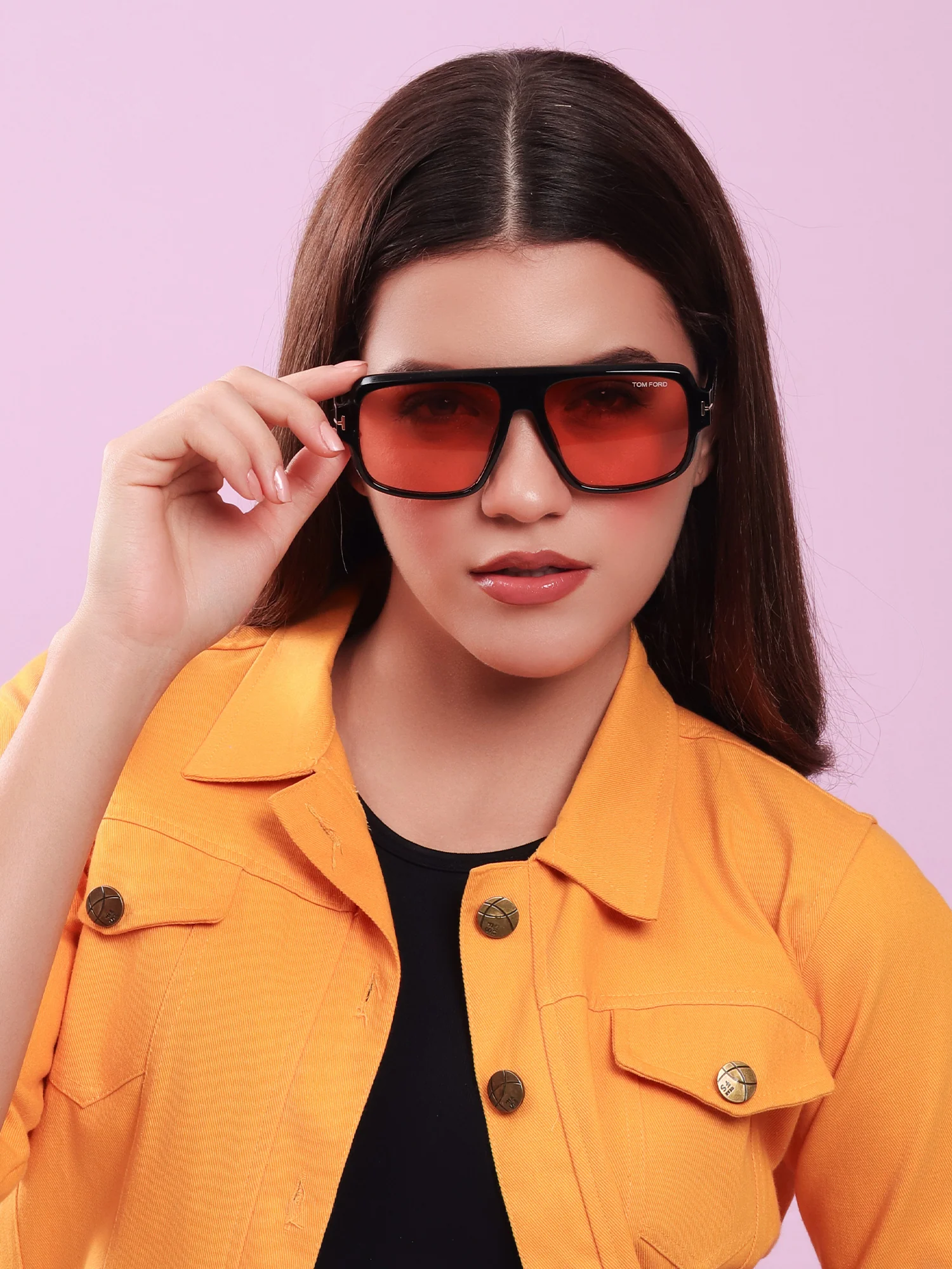 Black Frame Peach Lens Sunglasses - Image 3
