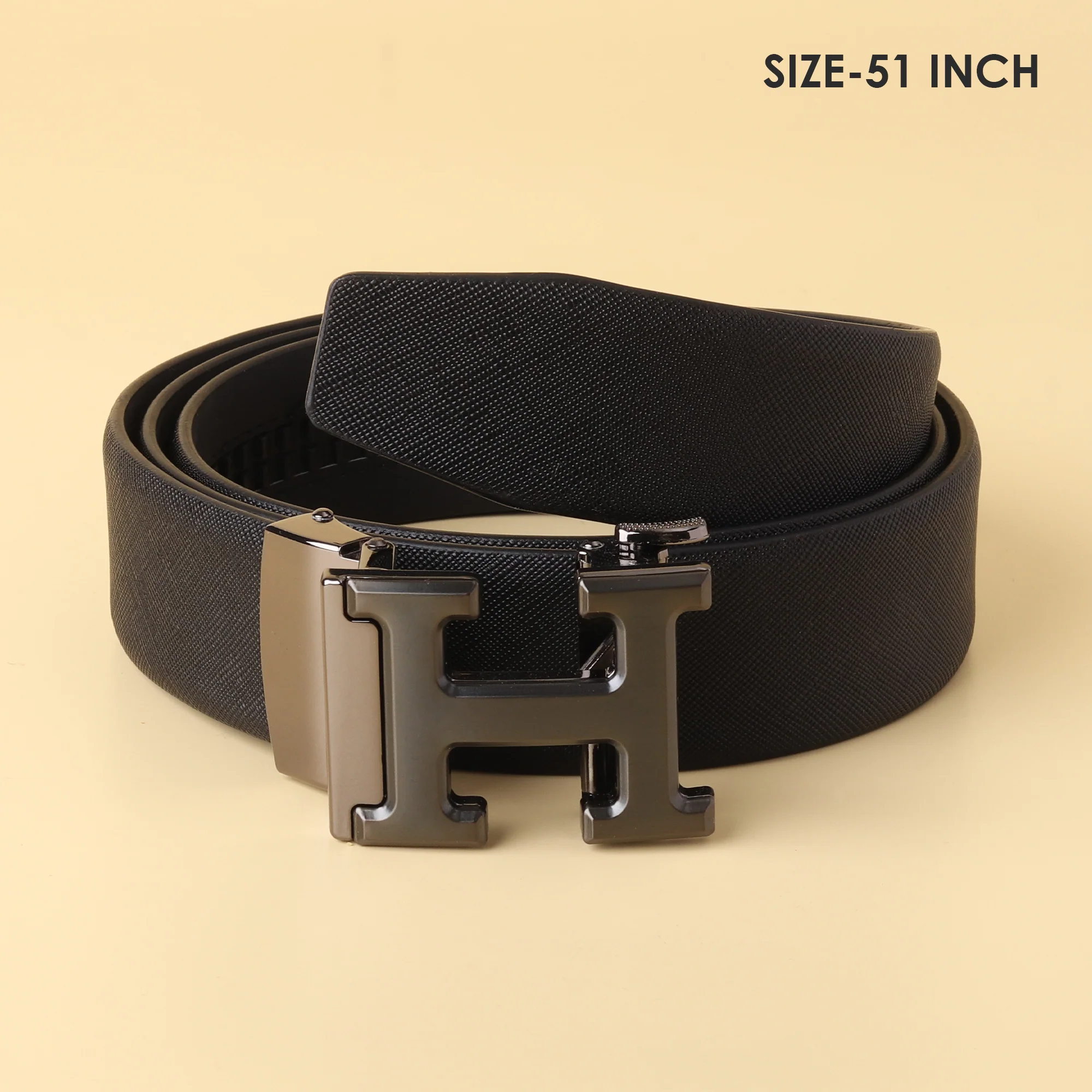 Black "H" Buckle Leather Belt - Image 4