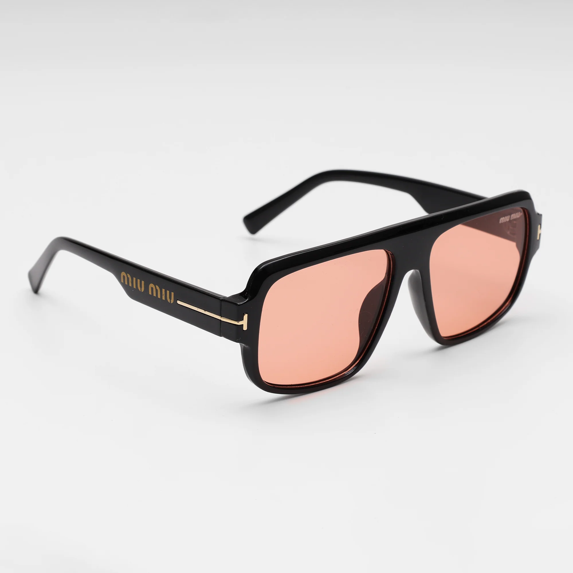 Black Navigator Pink Lens Sunglasses