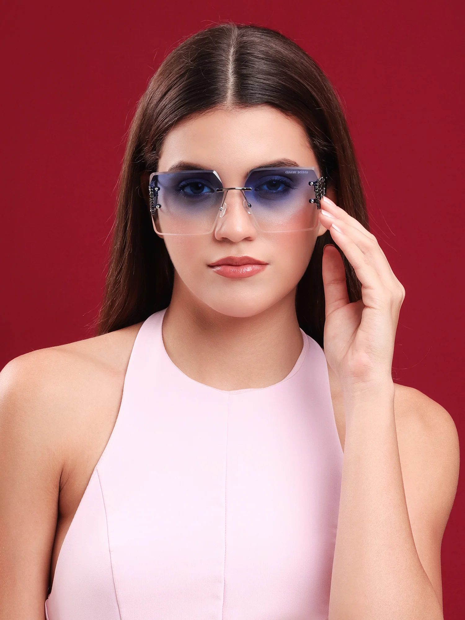 Blue Fade Heart-Temple Sunglasses - Image 4