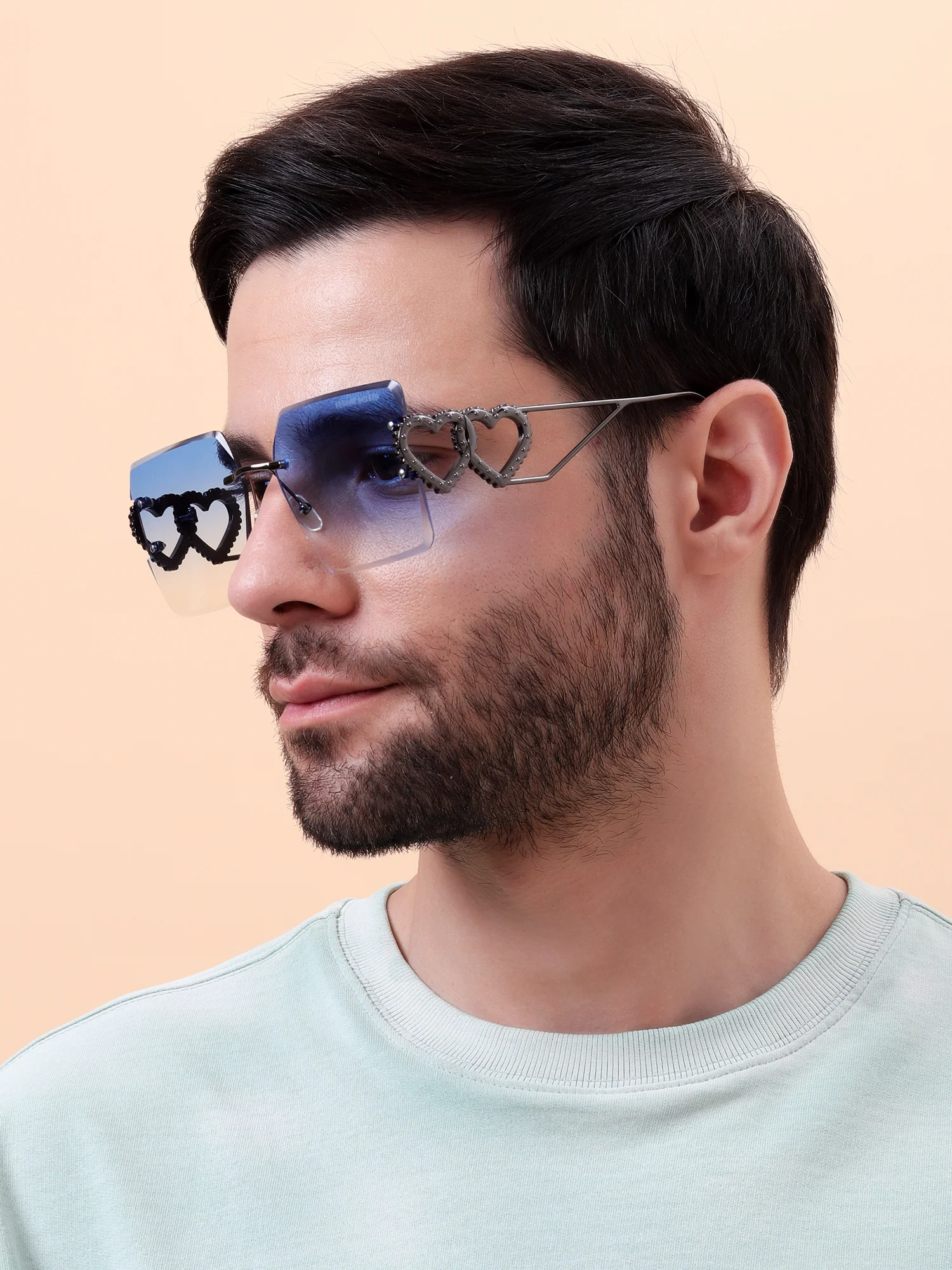 Blue Fade Heart-Temple Sunglasses - Image 8