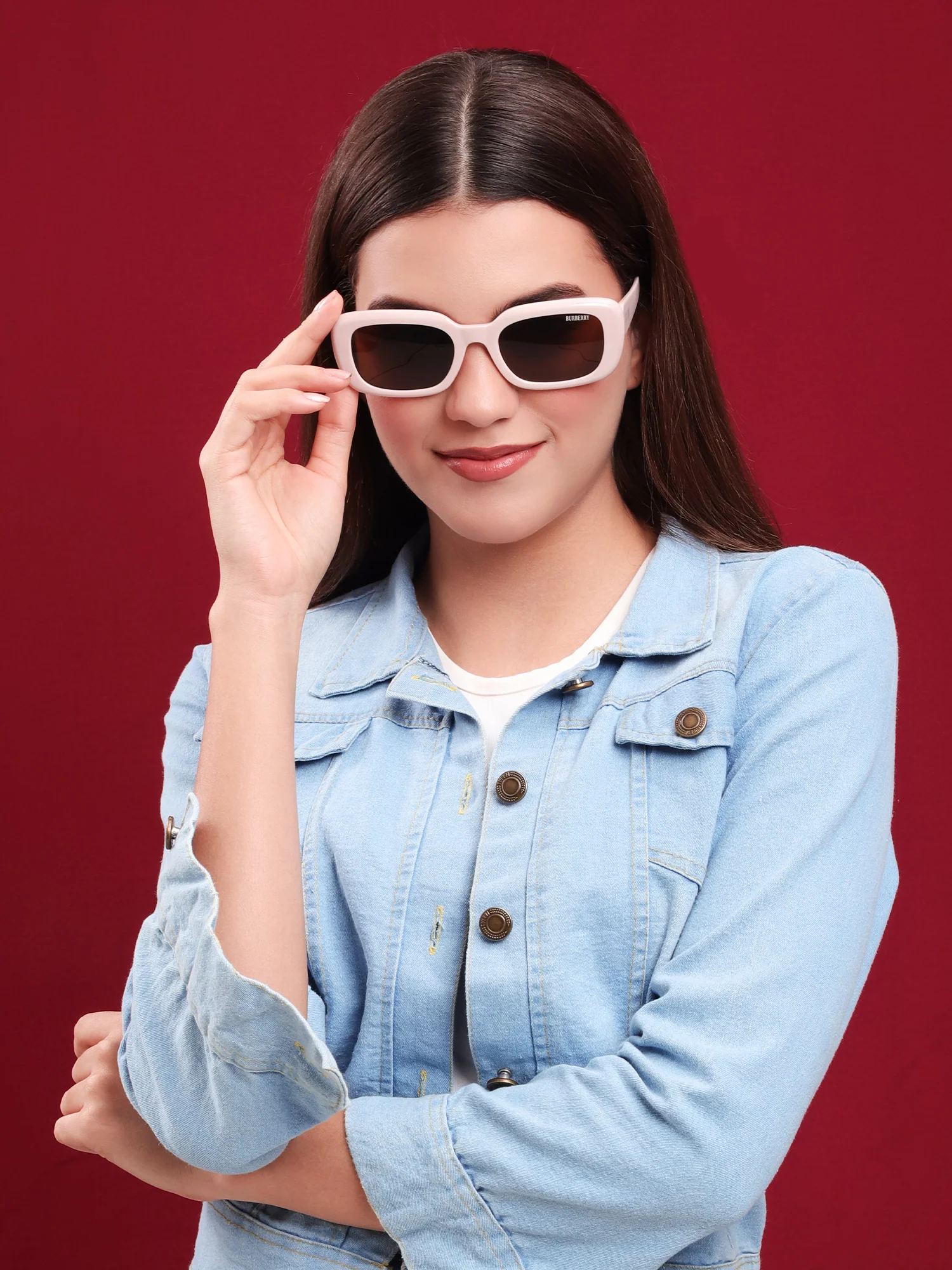 Blush Luxe Rectangular Sunglasses - Image 6