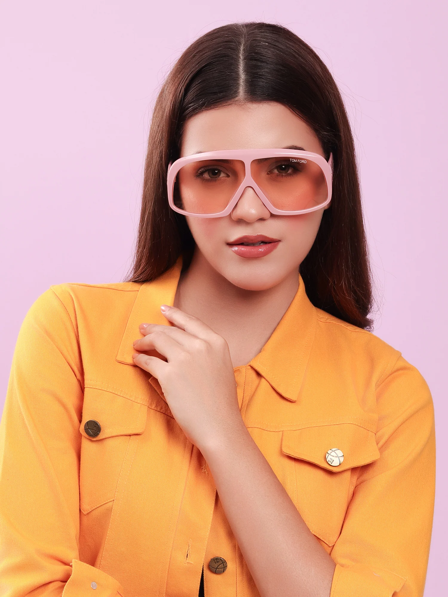 Blush Pink Shield Sunglasses - Image 4