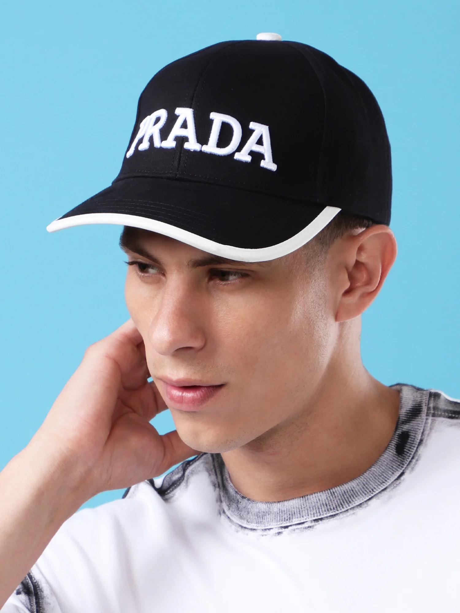 Bold Black & White Baseball Cap - Image 2