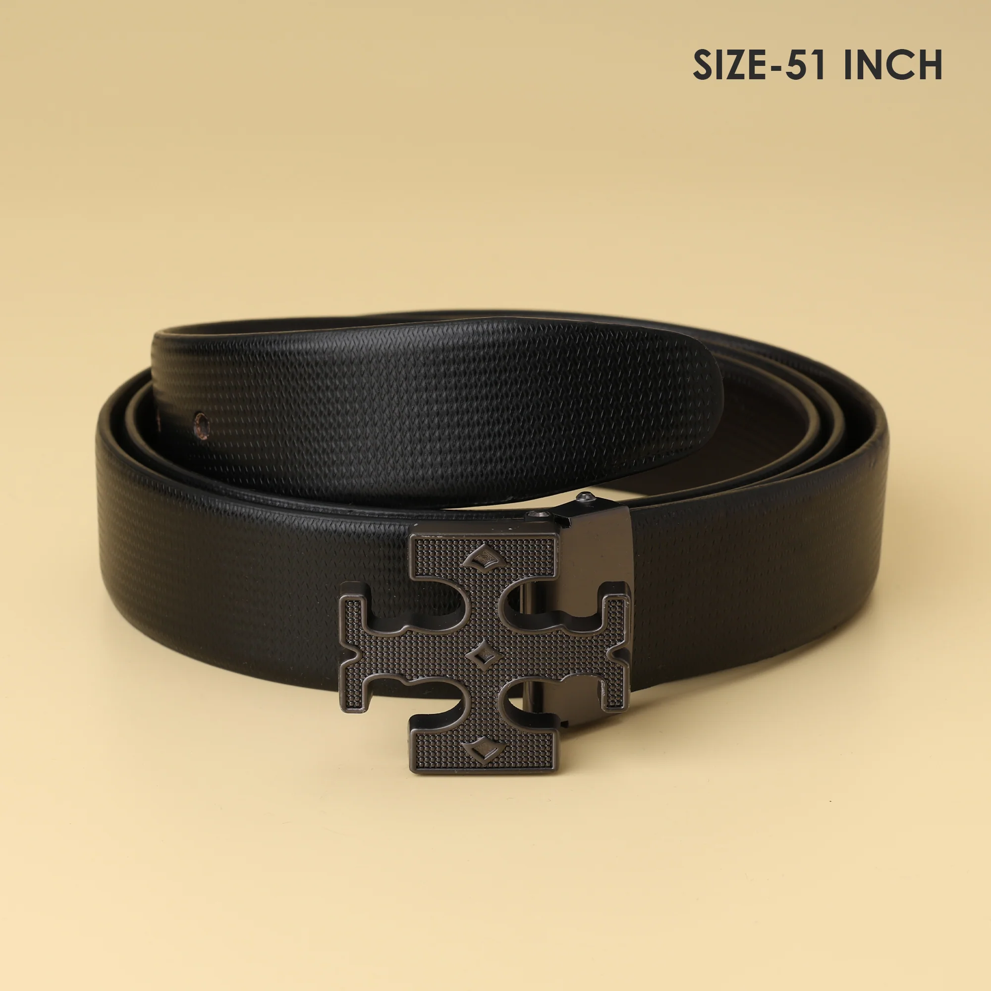 Burch Black Textured Leather Belt - Image 2