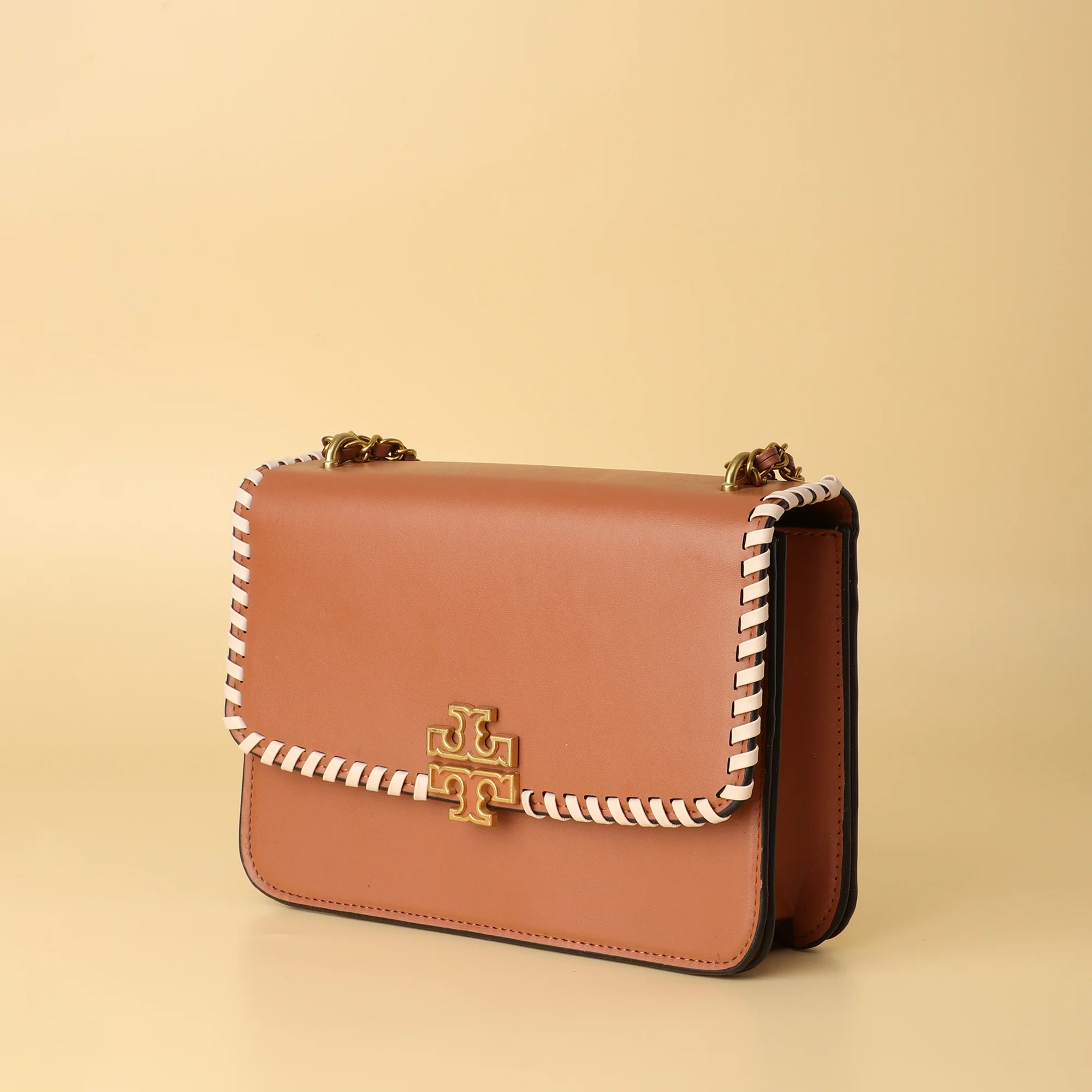 Burch Brown Leather Chain Shoulder Bag - Image 3