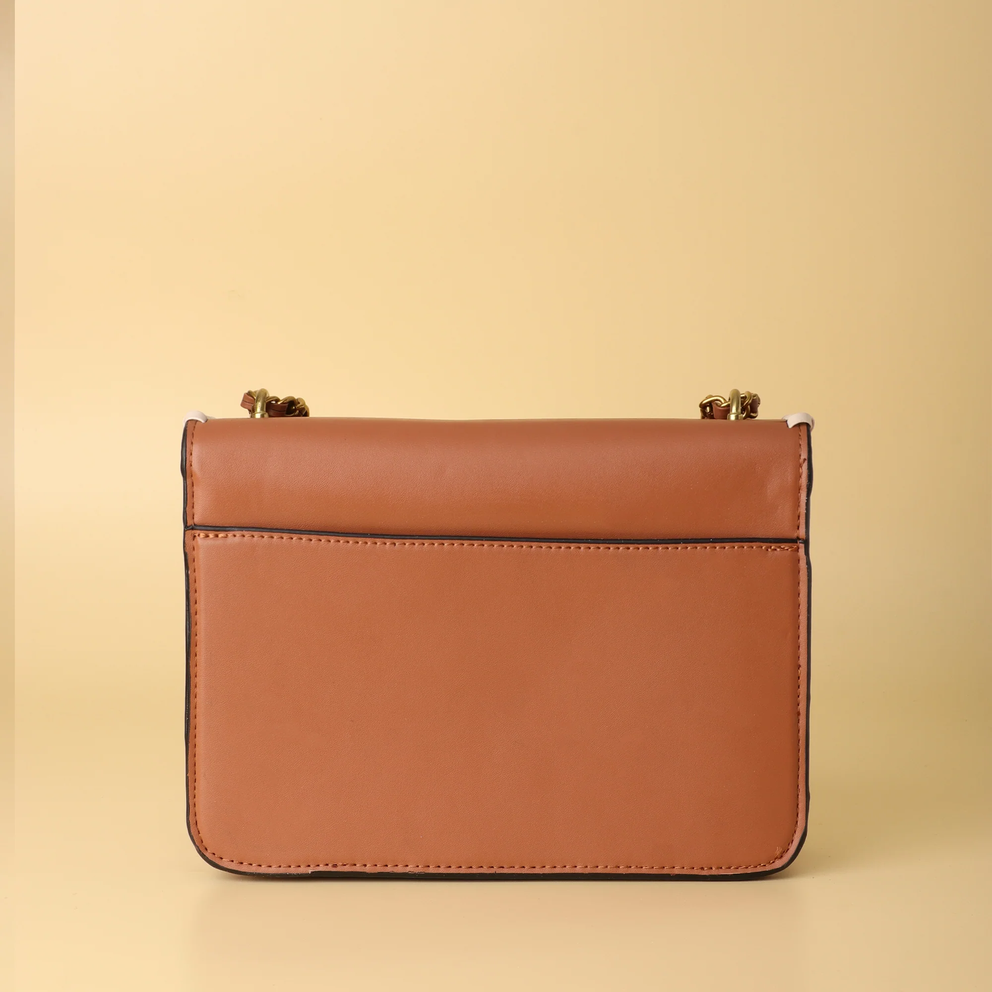 Burch Brown Leather Chain Shoulder Bag - Image 4