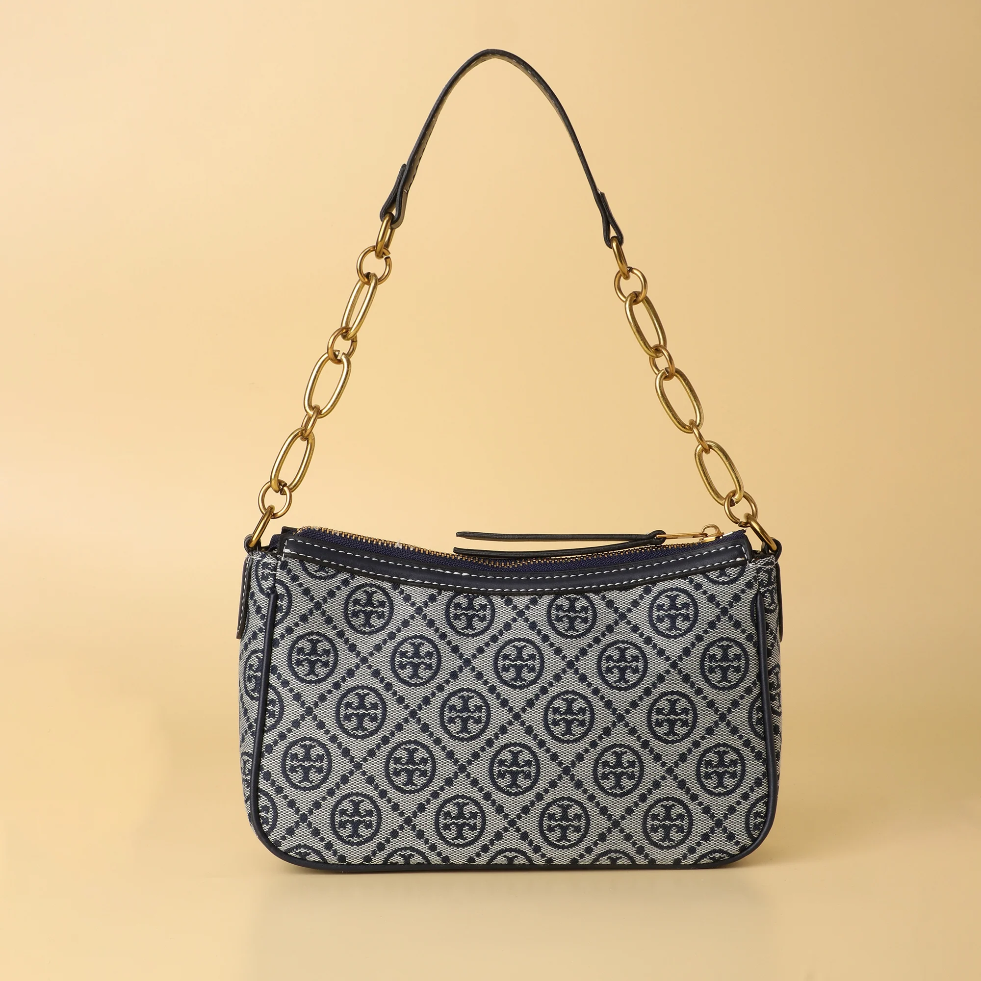 Burch Navy Monogram Shoulder Bag - Image 4