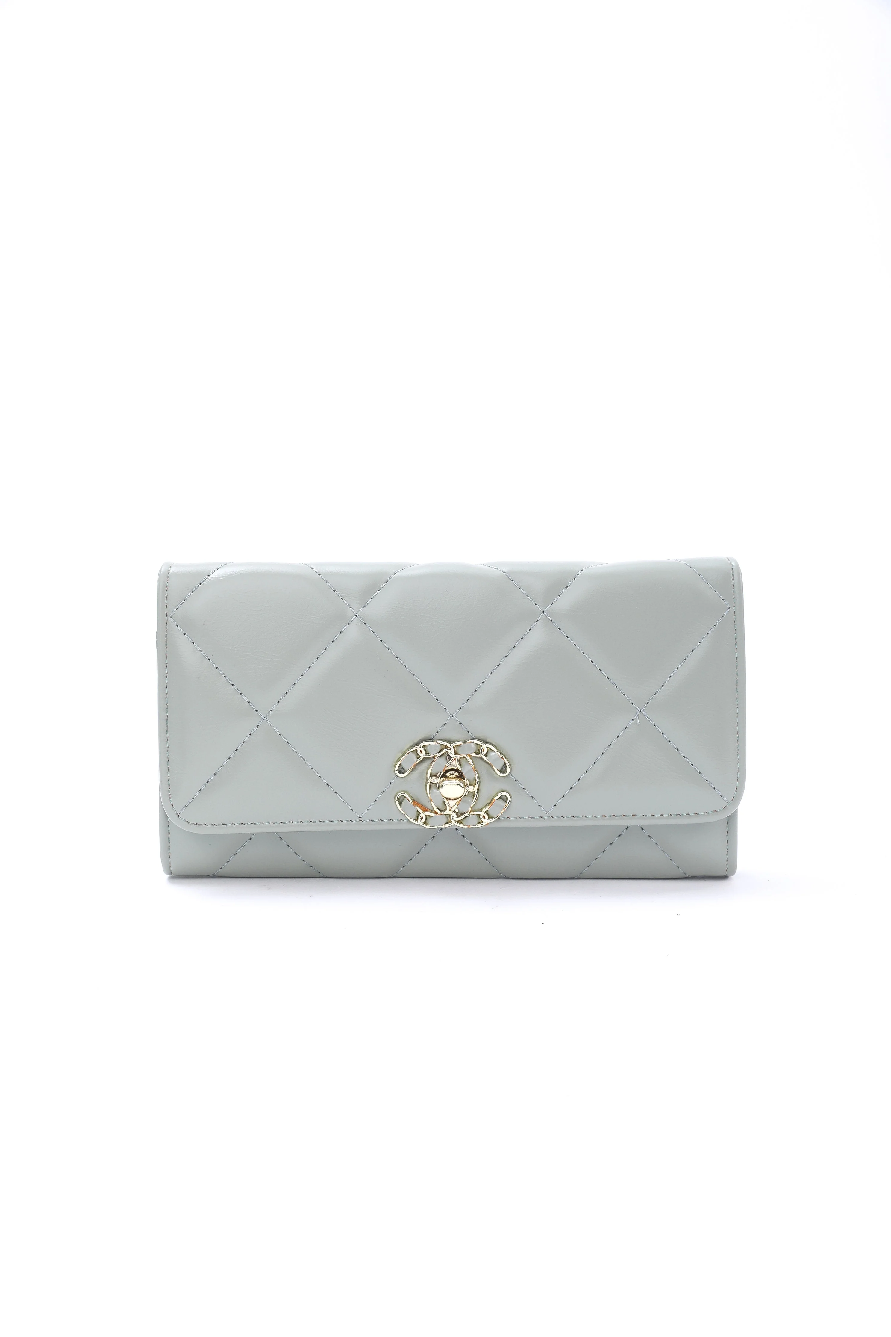 Chanel Light Green Quilted Wallet