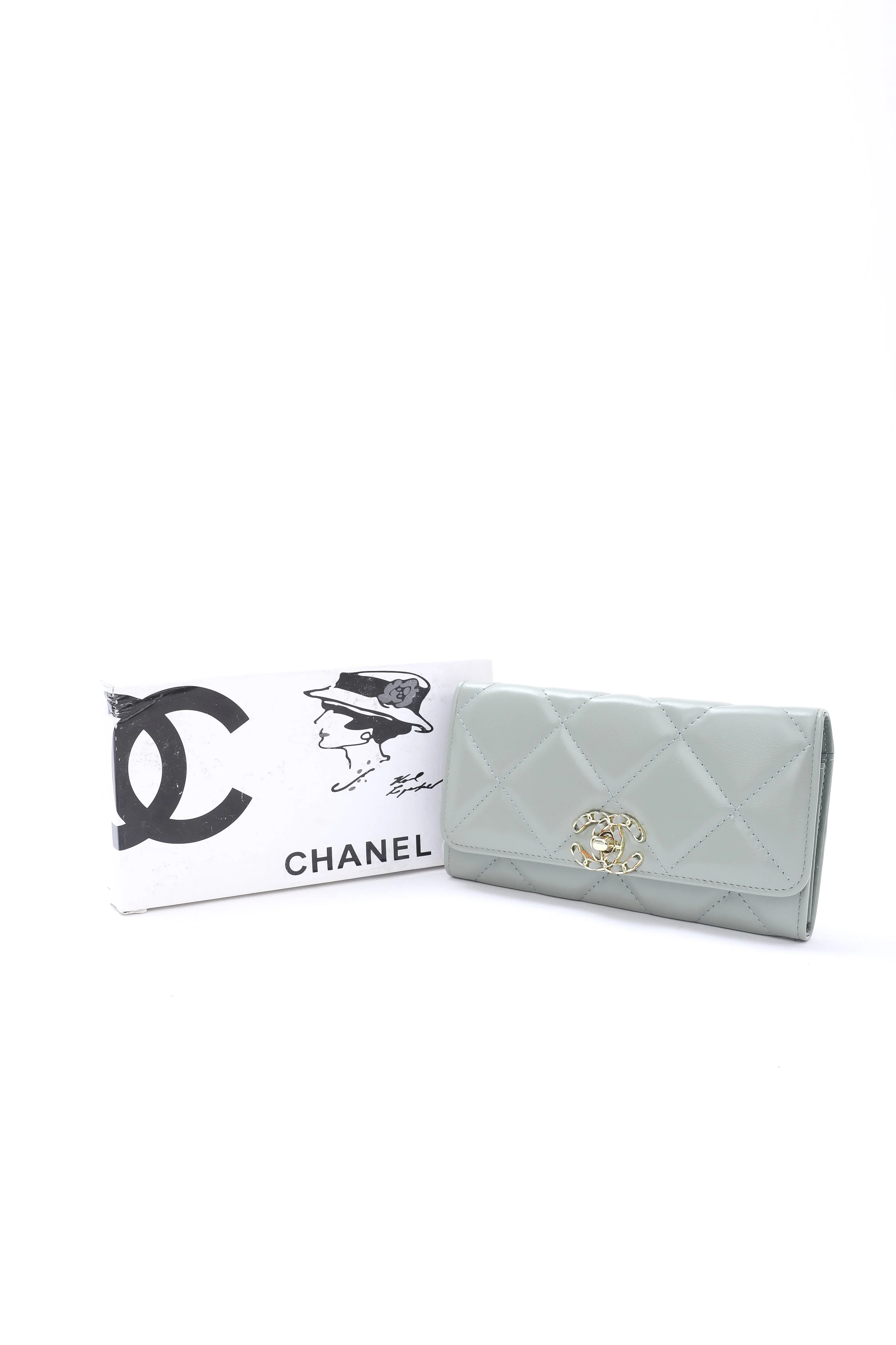 Chanel Light Green Quilted Wallet - Image 2