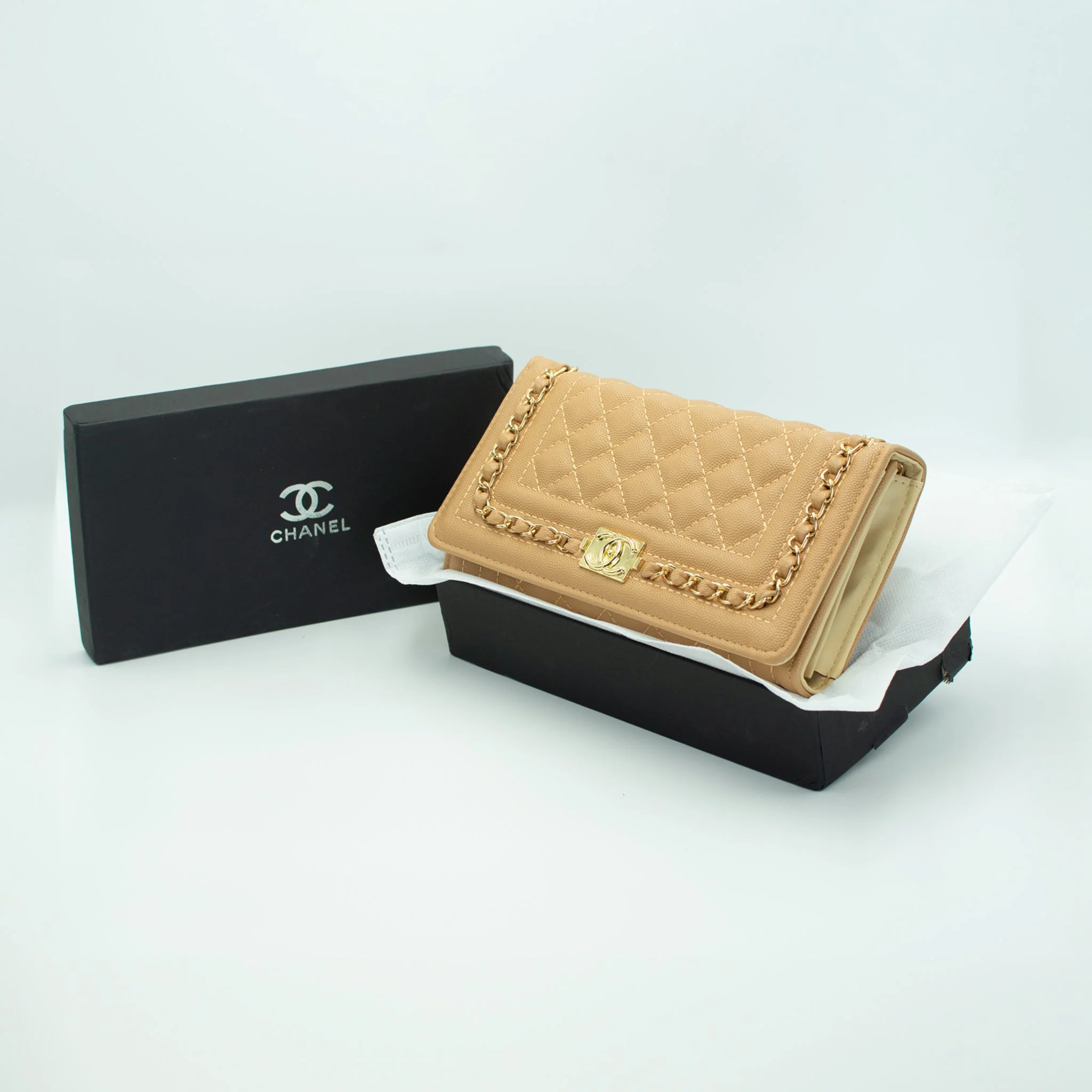 Chanel Quilted Beige Wallet - Image 2