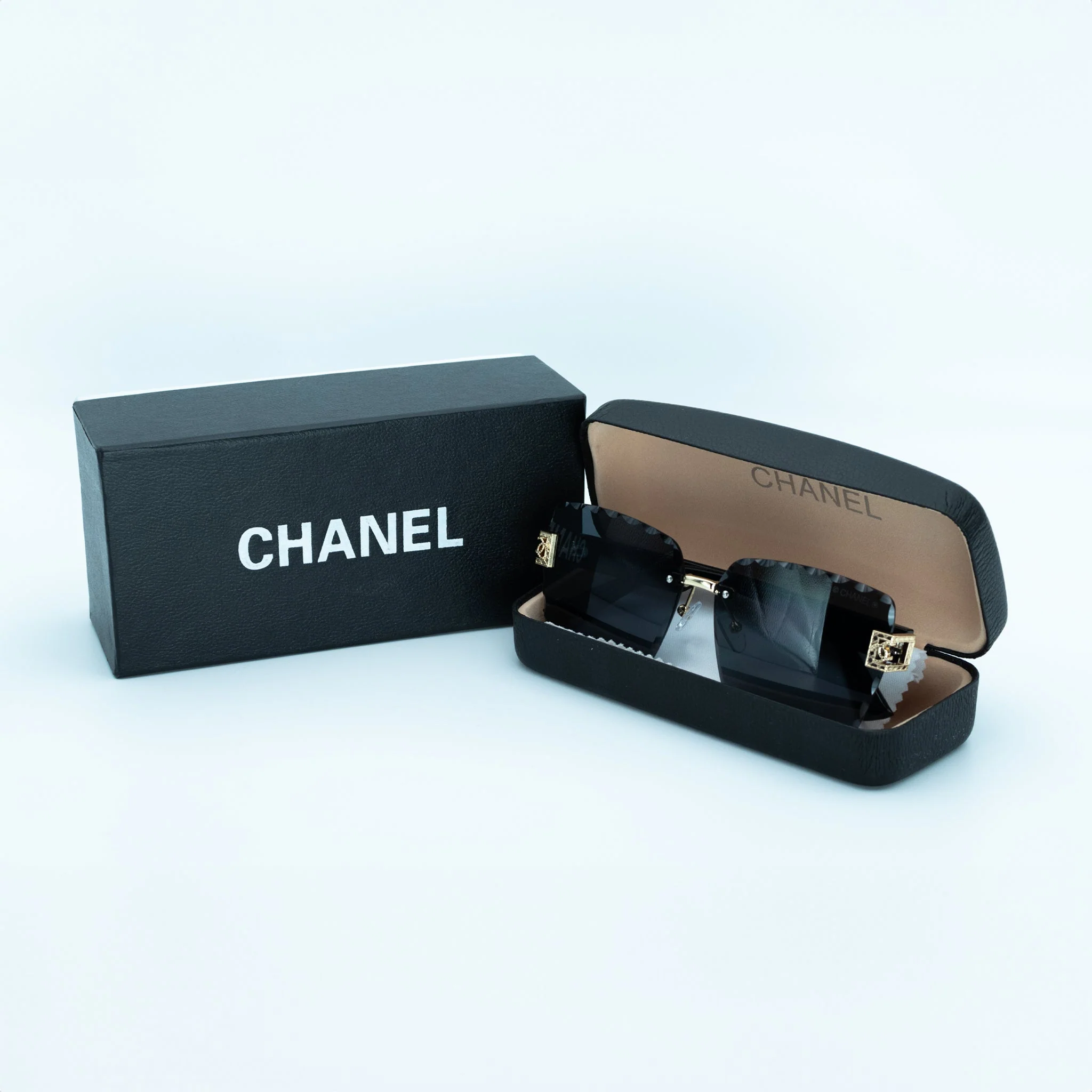 Chanel Scalloped Black Square Sunglasses - Image 2