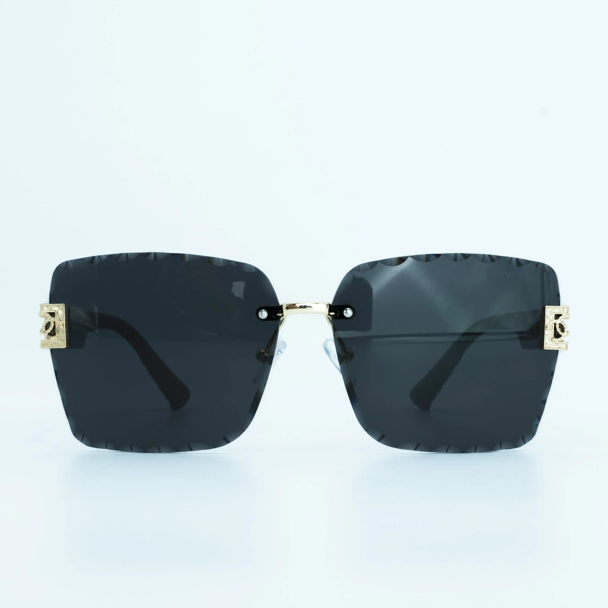 Chanel Scalloped Black Square Sunglasses - Image 4