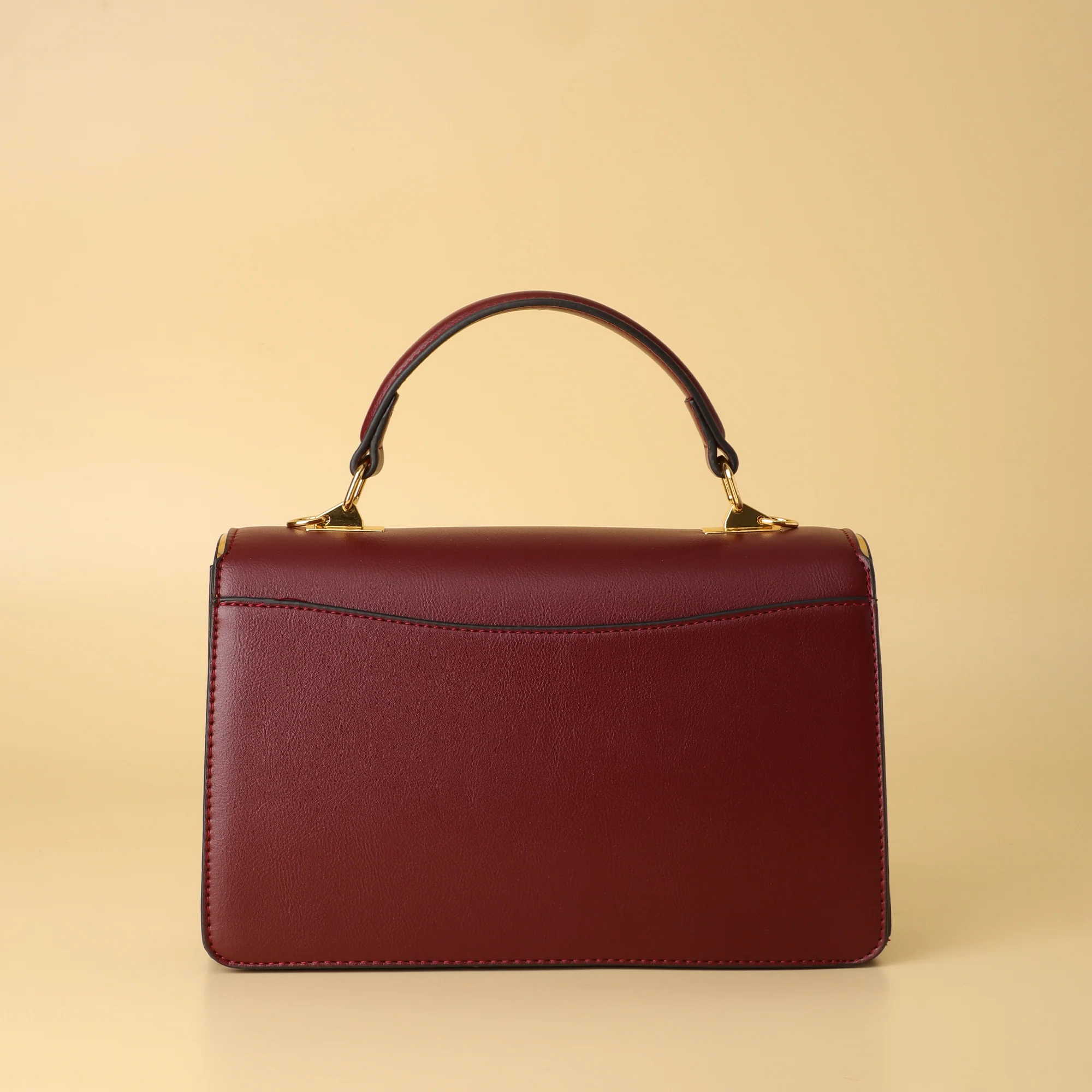Classic Burgundy Structured Handbag - Image 5