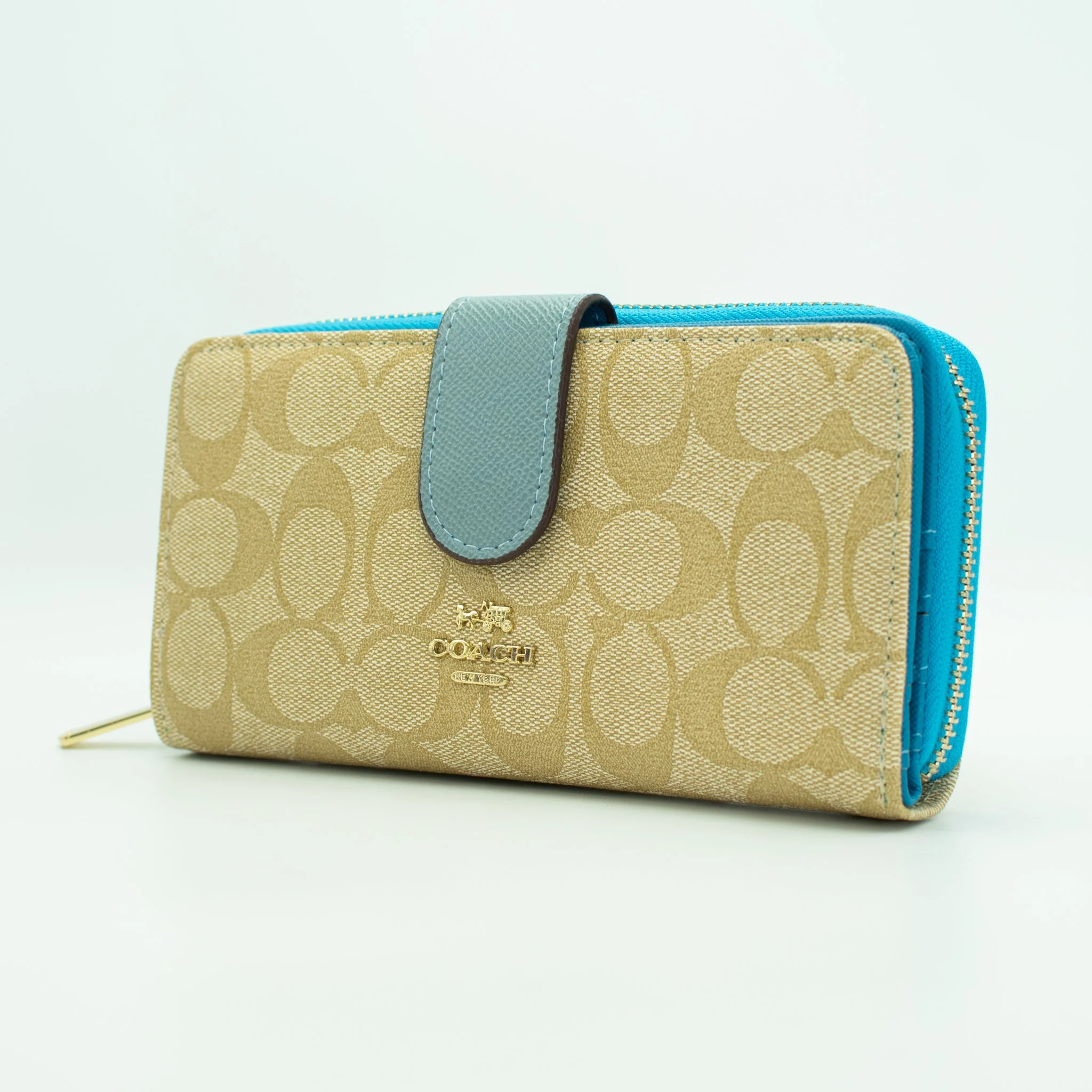Coach Beige & Aqua Continental Wallet - Image 5