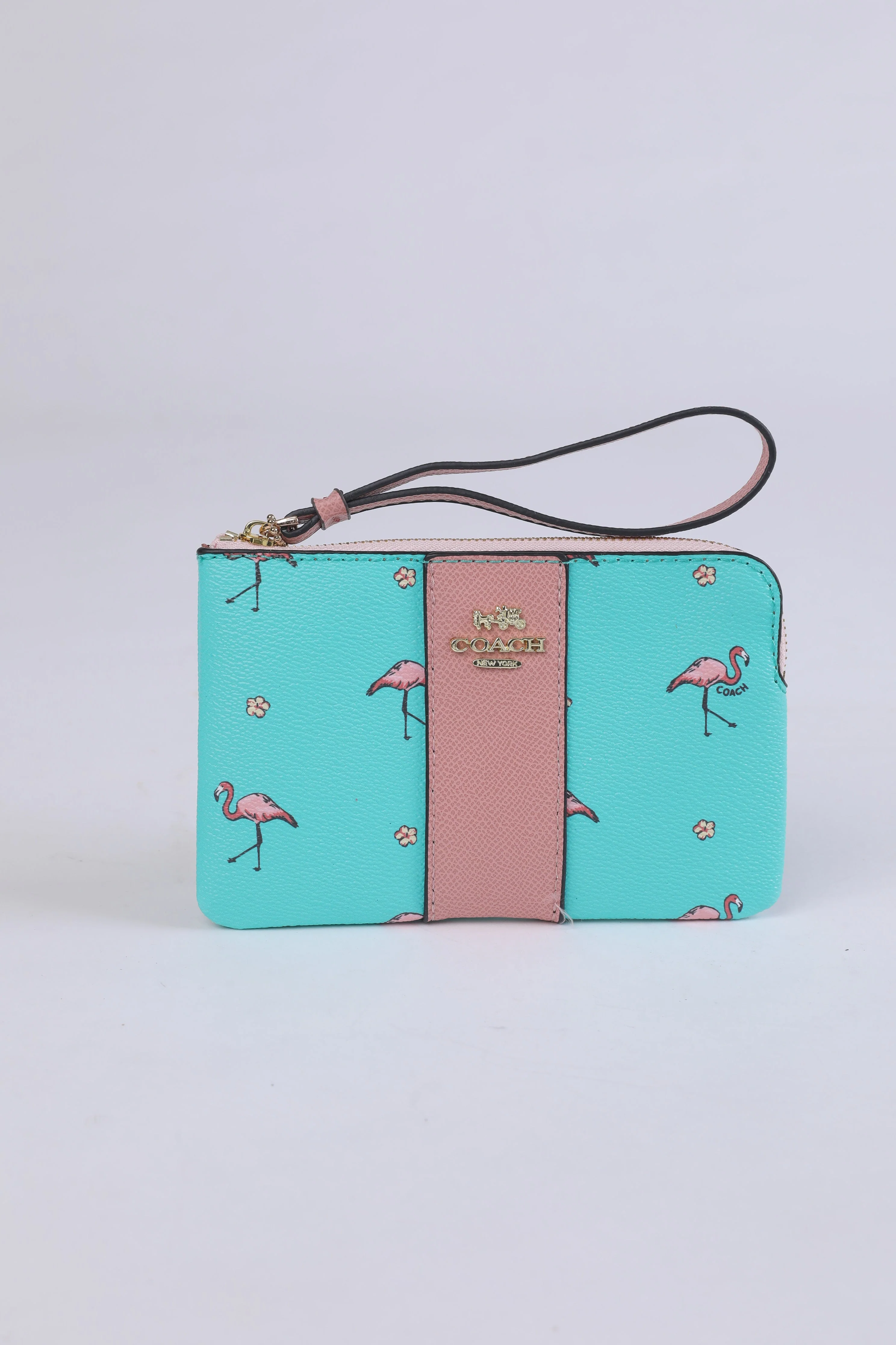 Coach Flamingo Print Wristlet – Aqua Multi