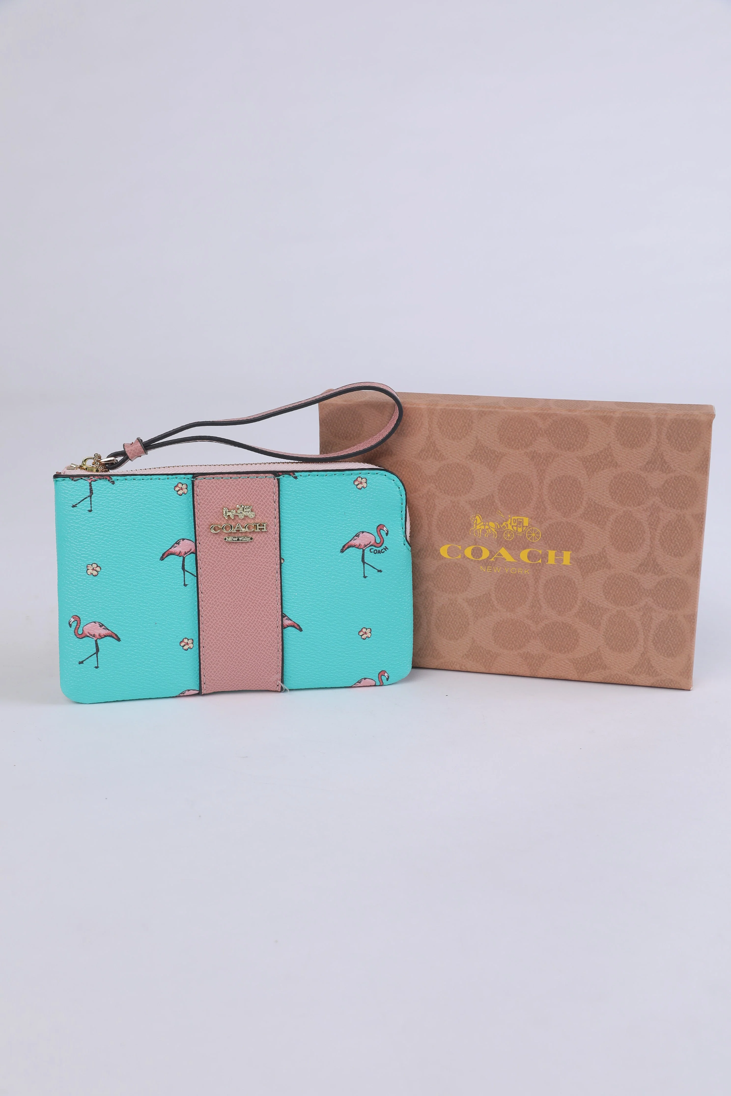 Coach Flamingo Print Wristlet – Aqua Multi - Image 2