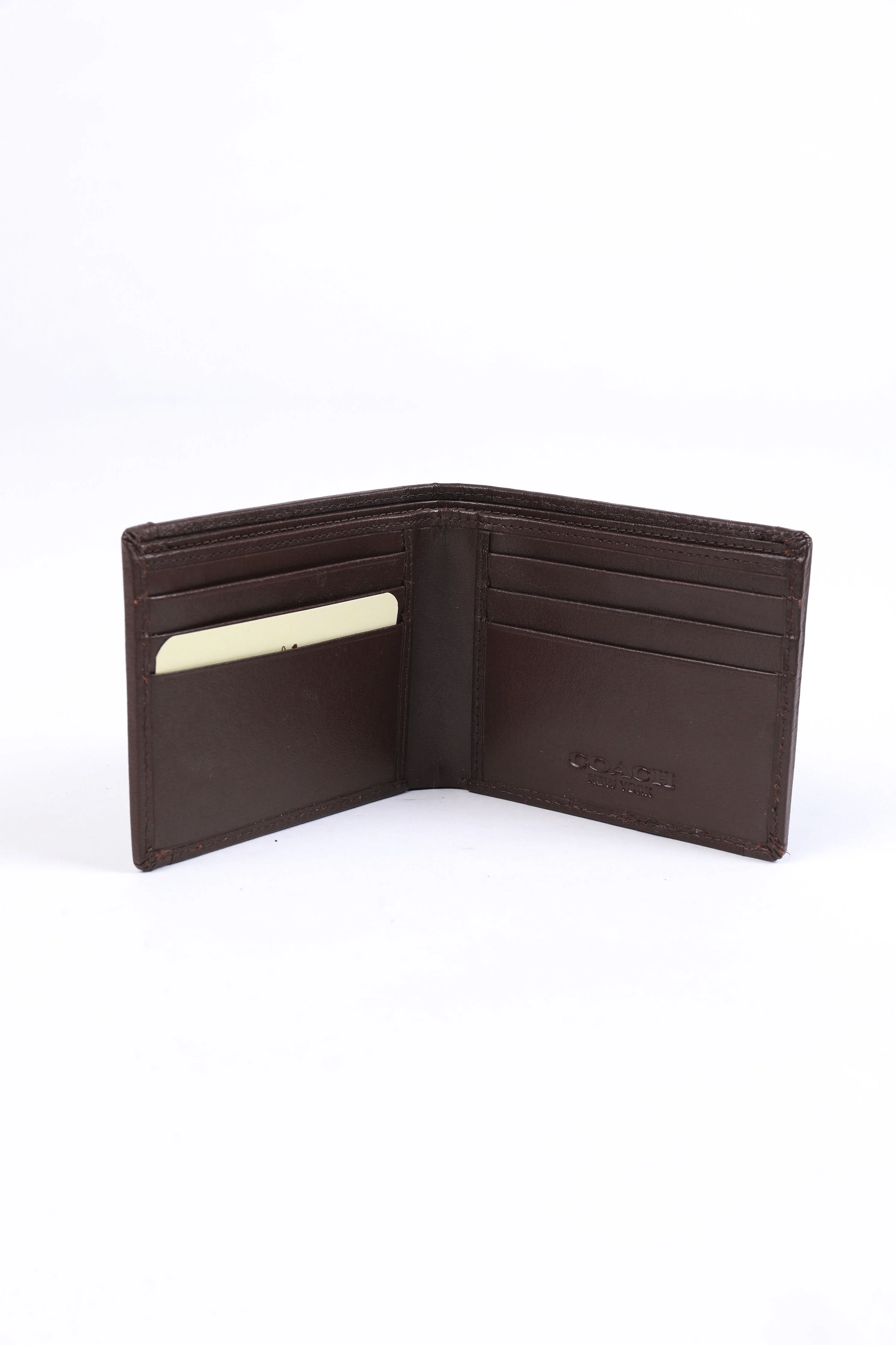 Coach Signature Stripe Bifold Wallet & Keychain Set (Brown) - Image 3