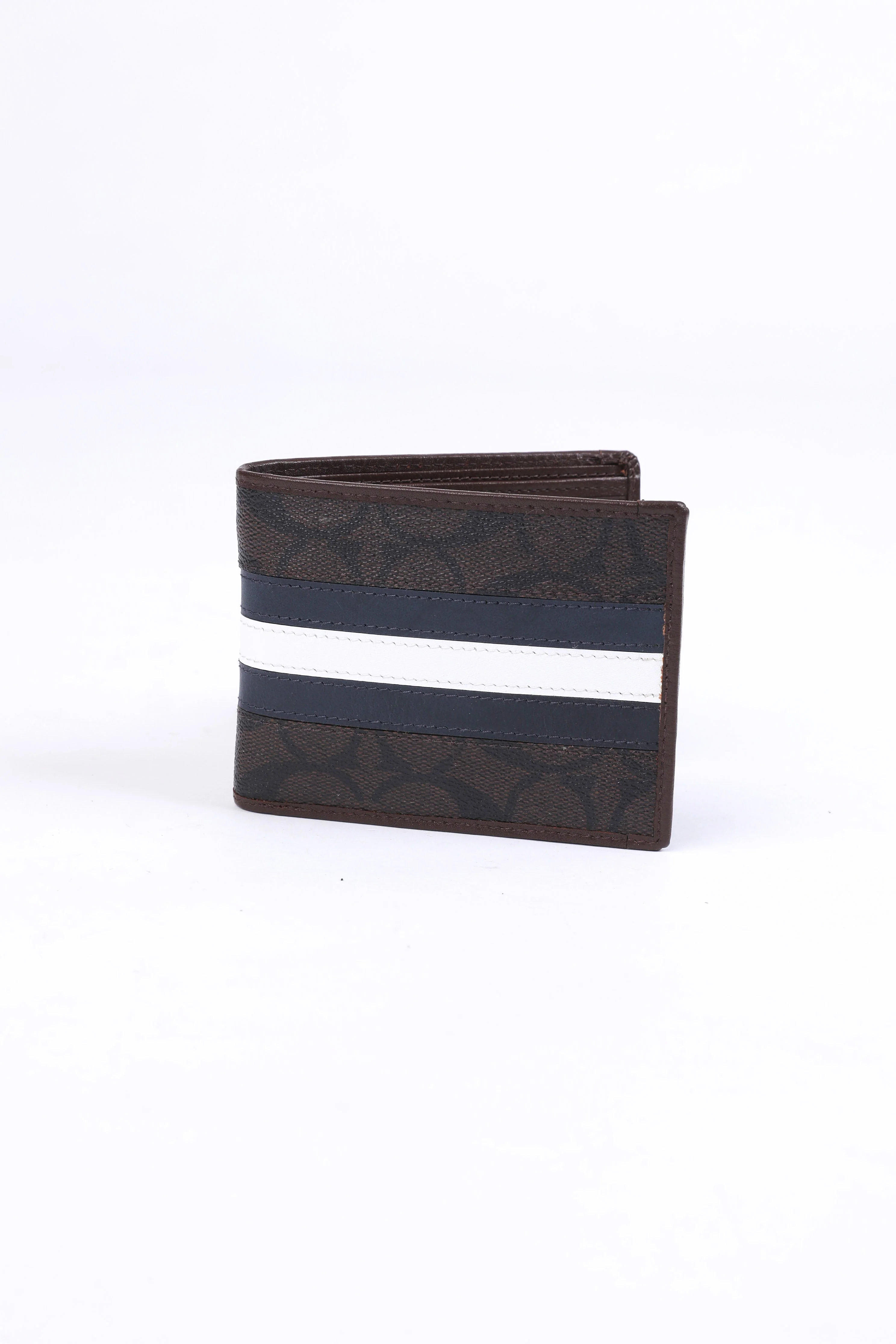 Coach Signature Stripe Bifold Wallet & Keychain Set (Brown) - Image 4