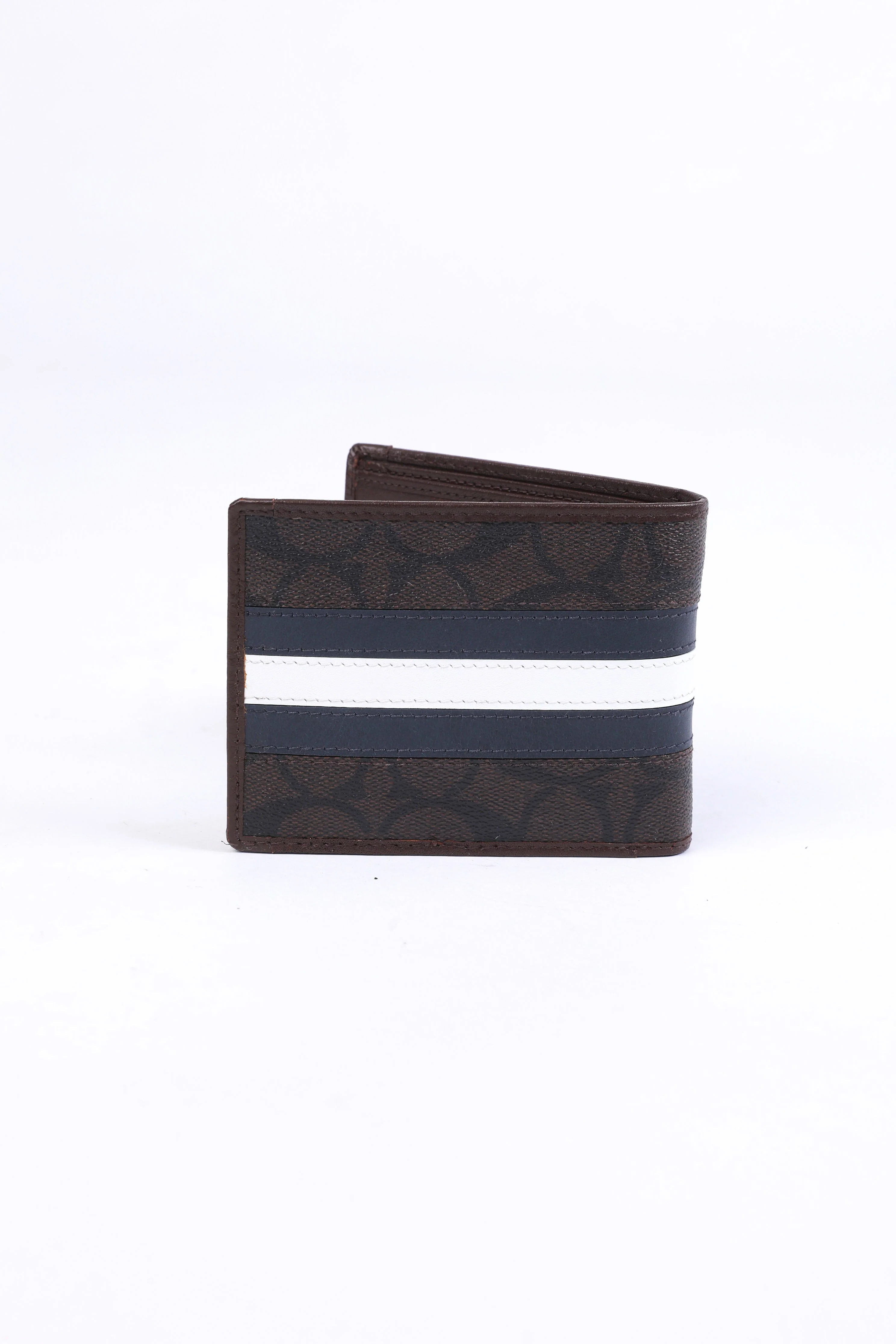 Coach Signature Stripe Bifold Wallet & Keychain Set (Brown) - Image 5