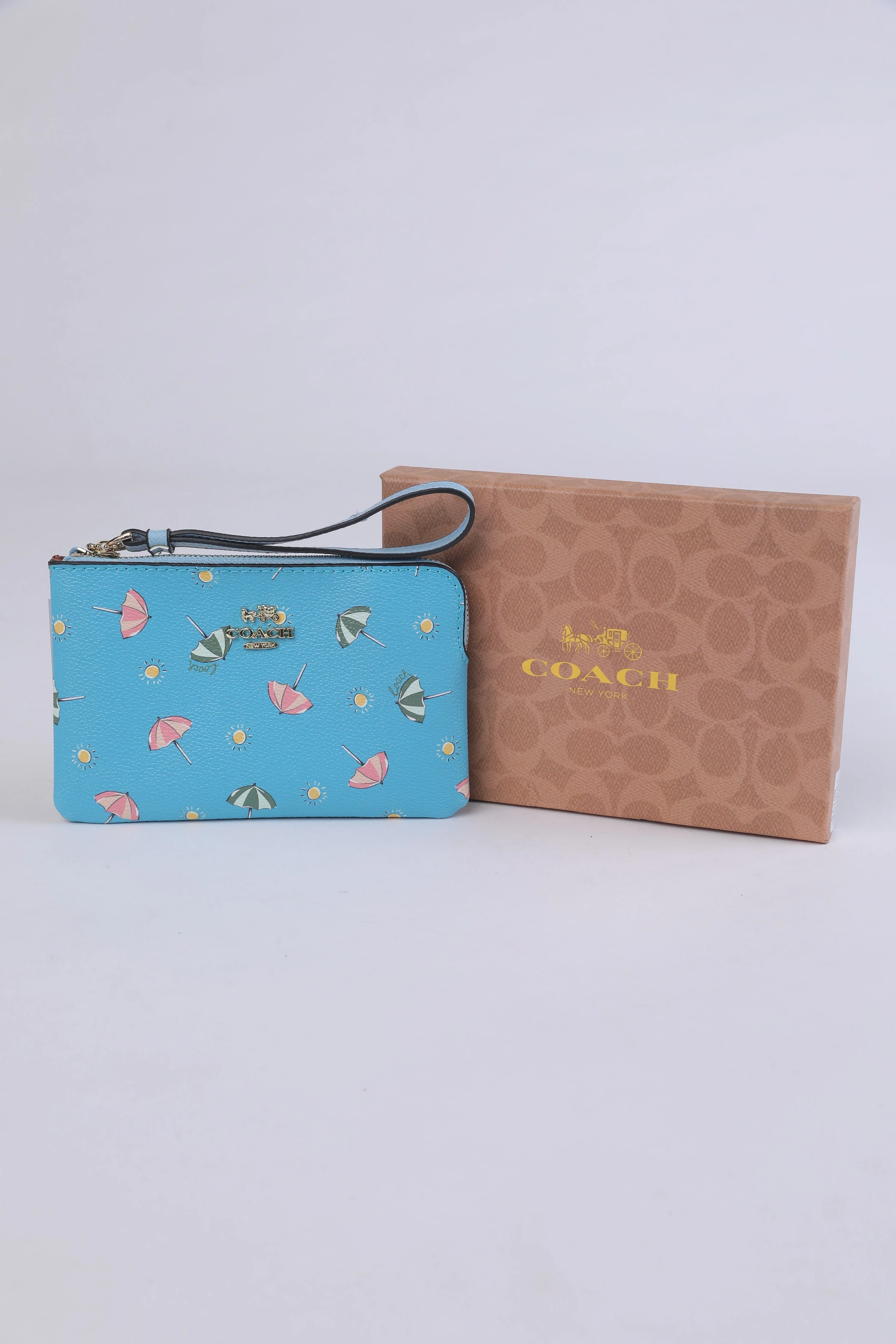 Coach Summer Umbrella Print Leather Wristlet - Image 2