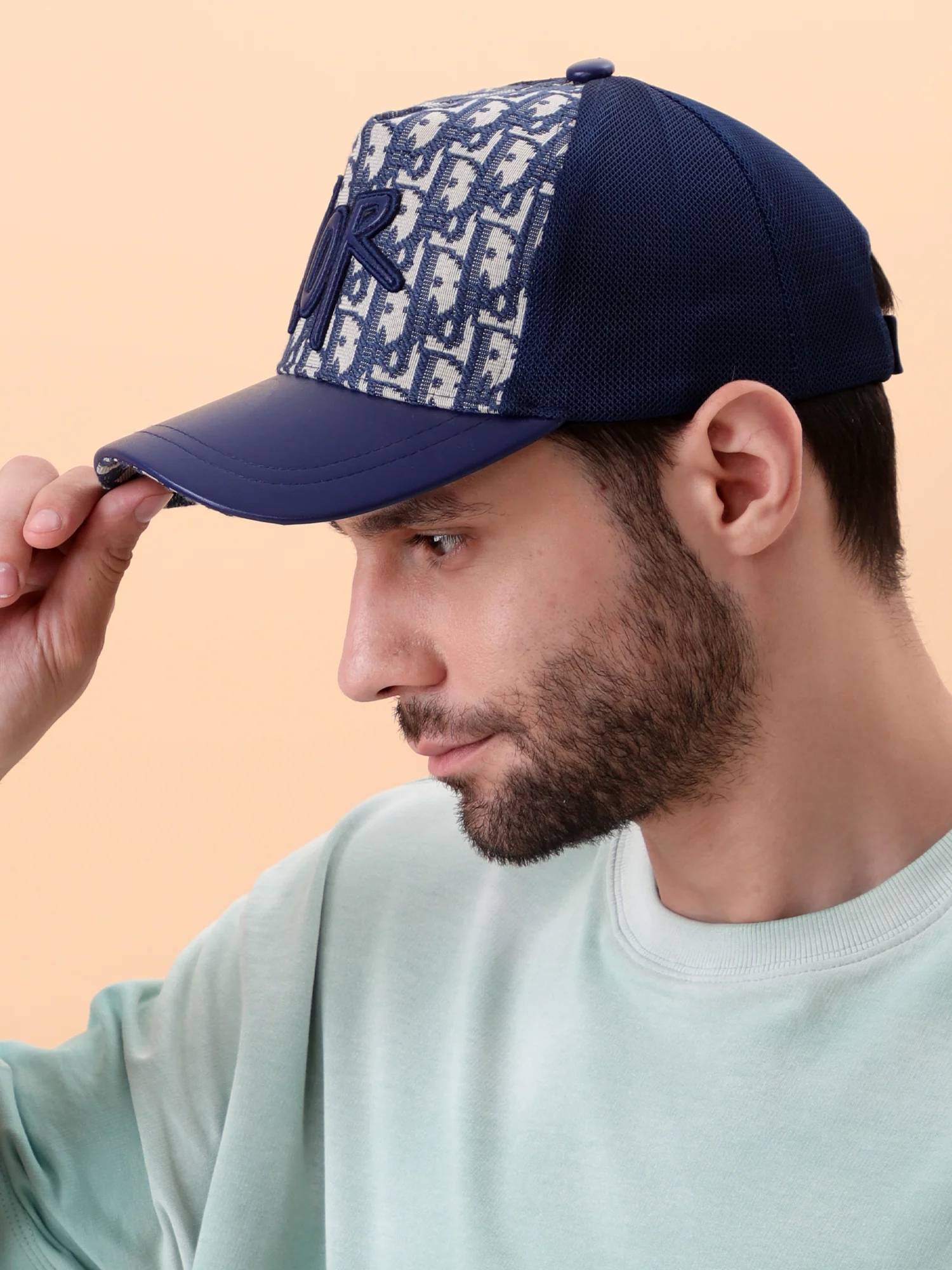 Dior Navy Monogram Mesh Cap - Image 3