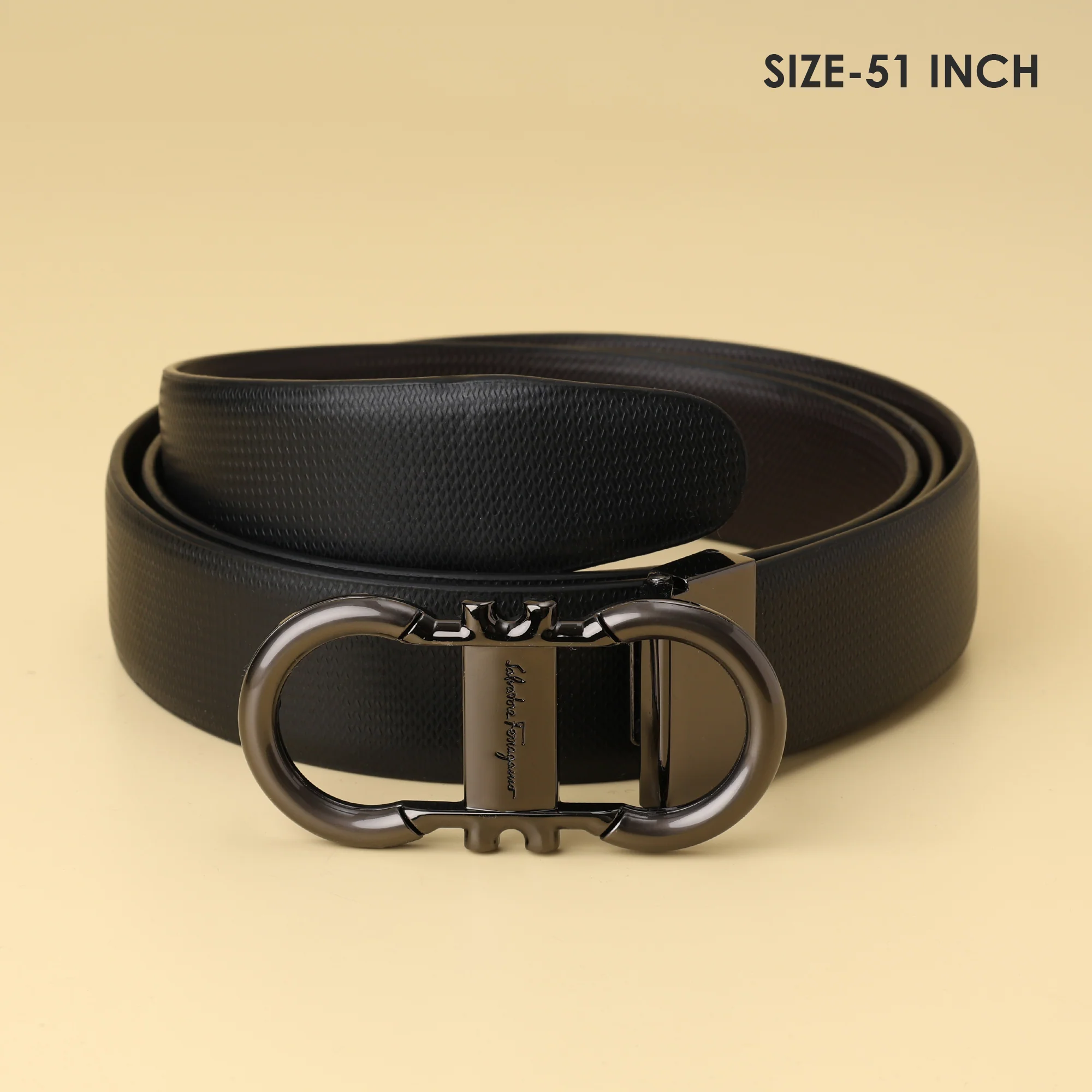 Double Gancini Buckle Leather Belt - Image 3