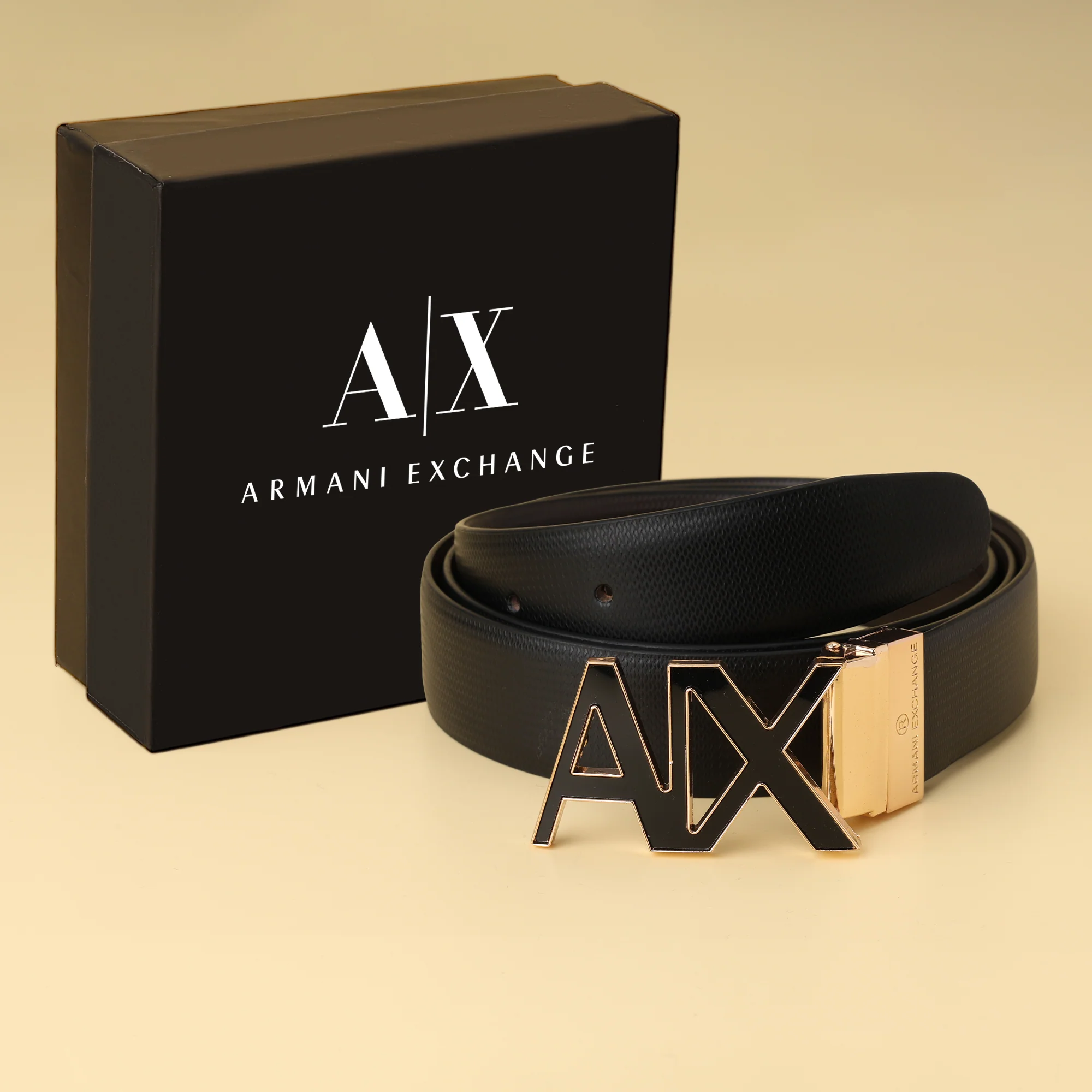 Exchange Gold AX Buckle Leather Belt - Image 2