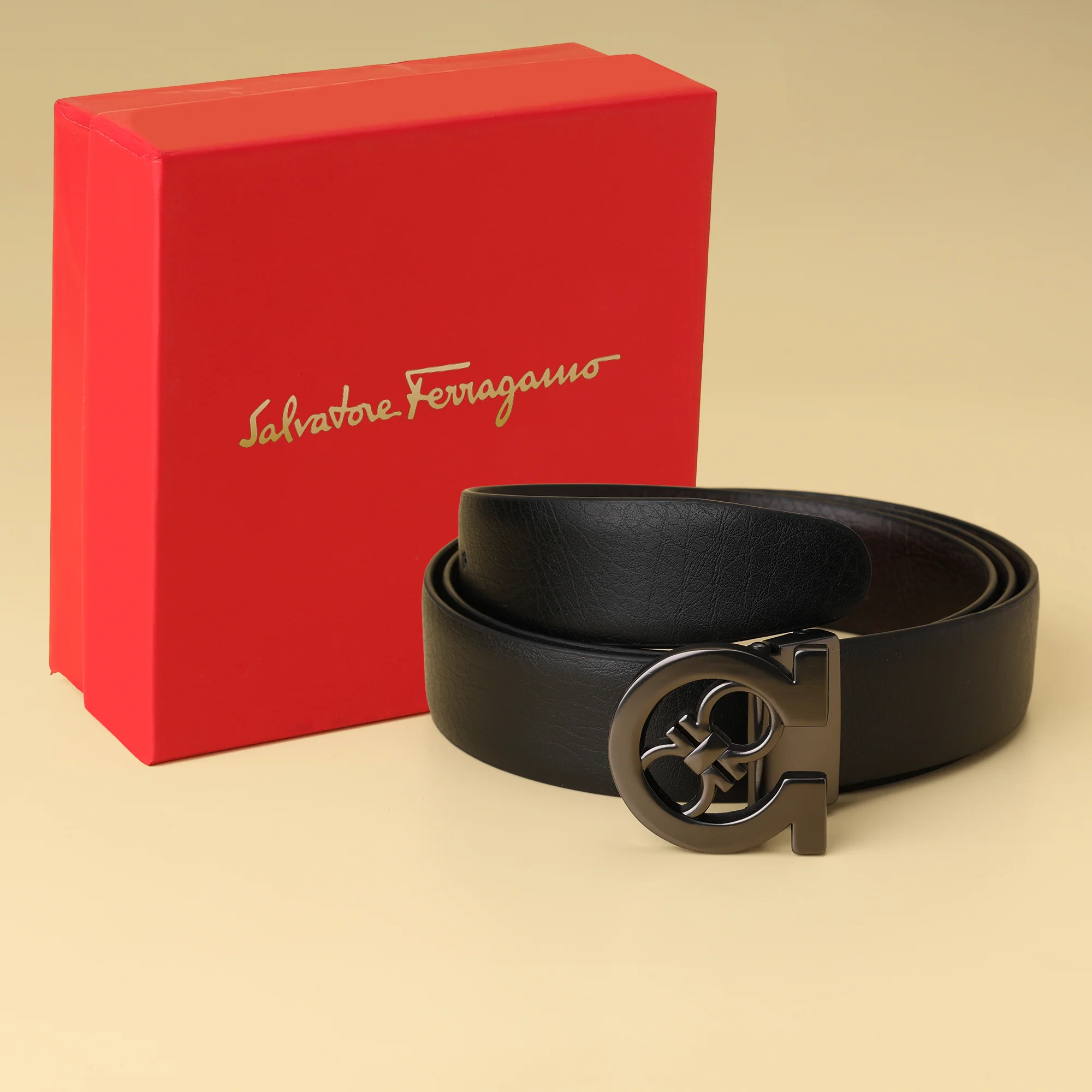 Gamo Black Textured Leather Belt - Image 2