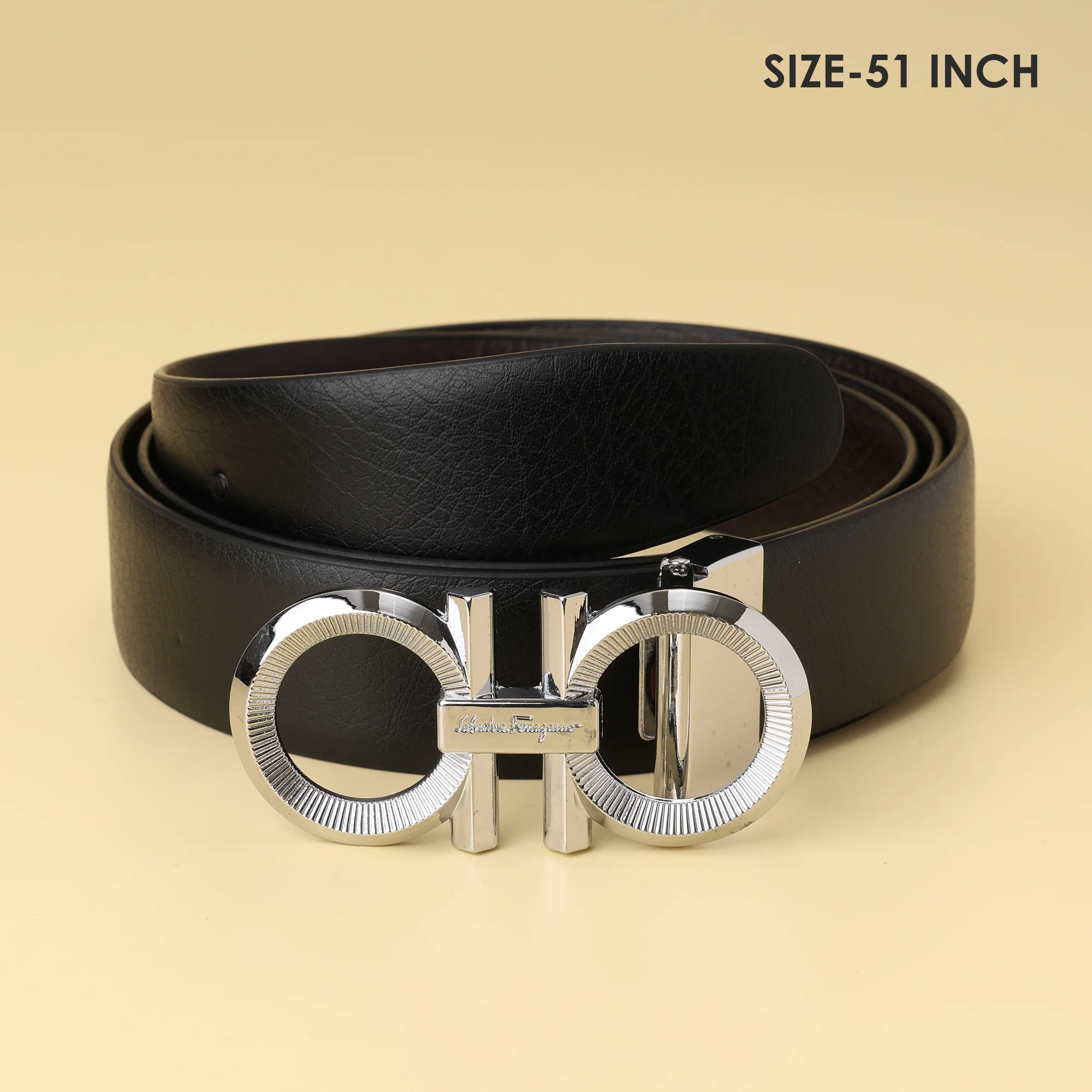 Gancini silver Buckle Leather Belt