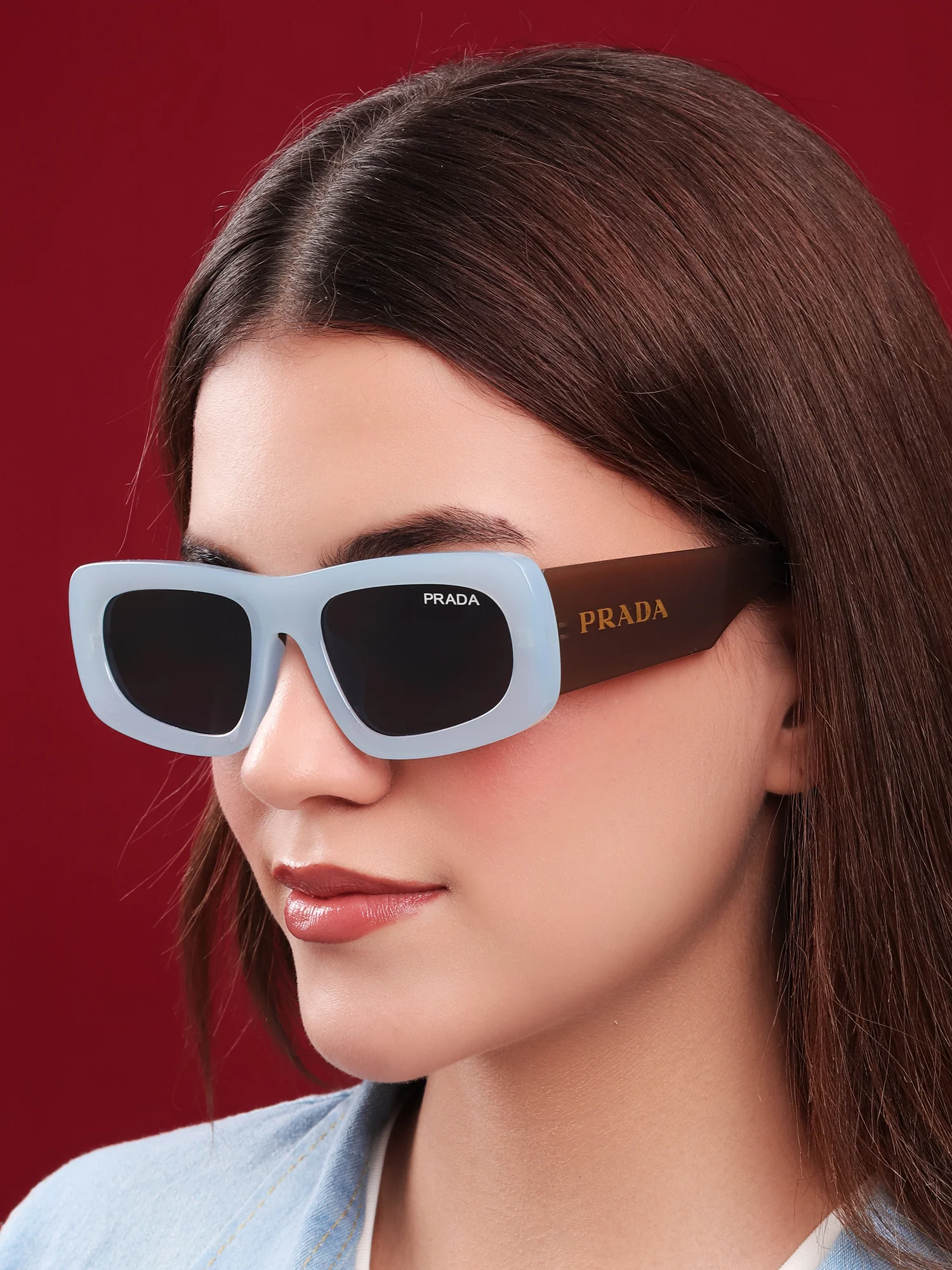 Glacier Blue Rectangle Sunglasses - Image 3