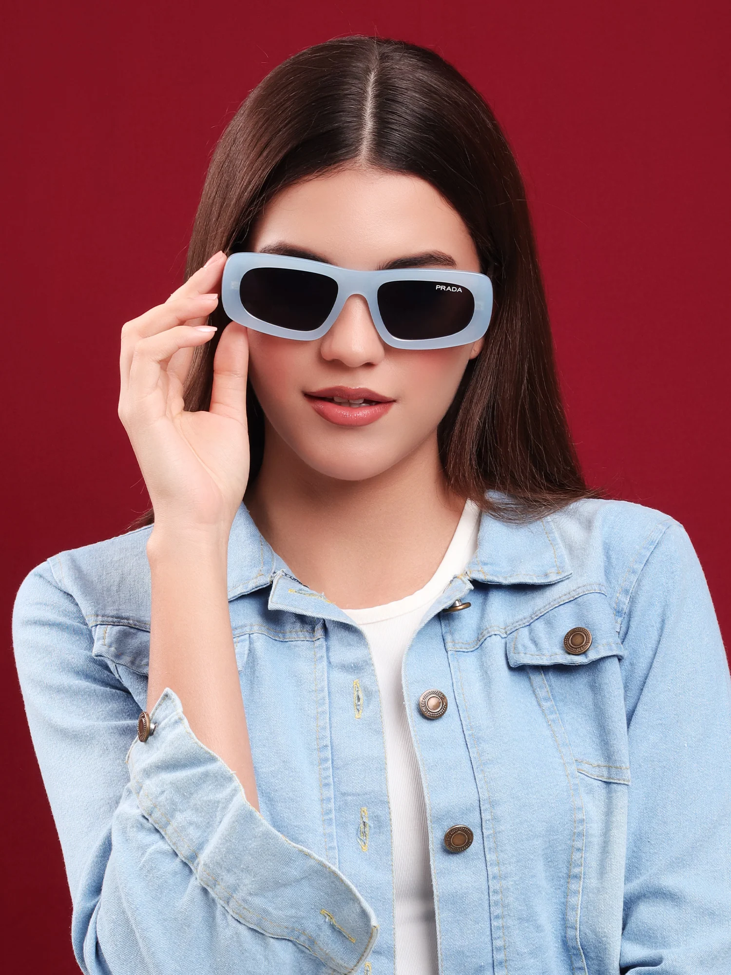 Glacier Blue Rectangle Sunglasses - Image 5
