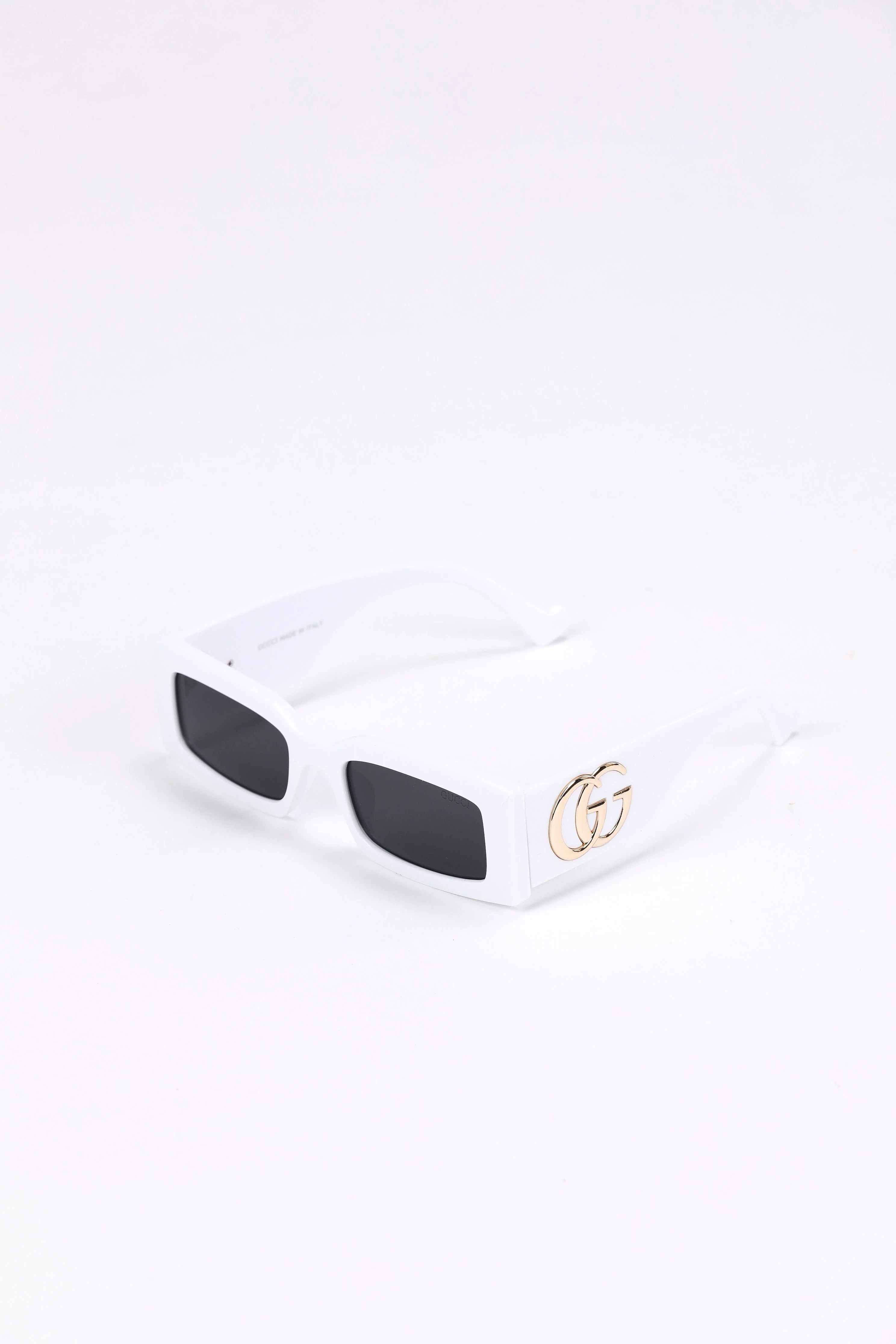 Gucci White Rectangle Sunglasses