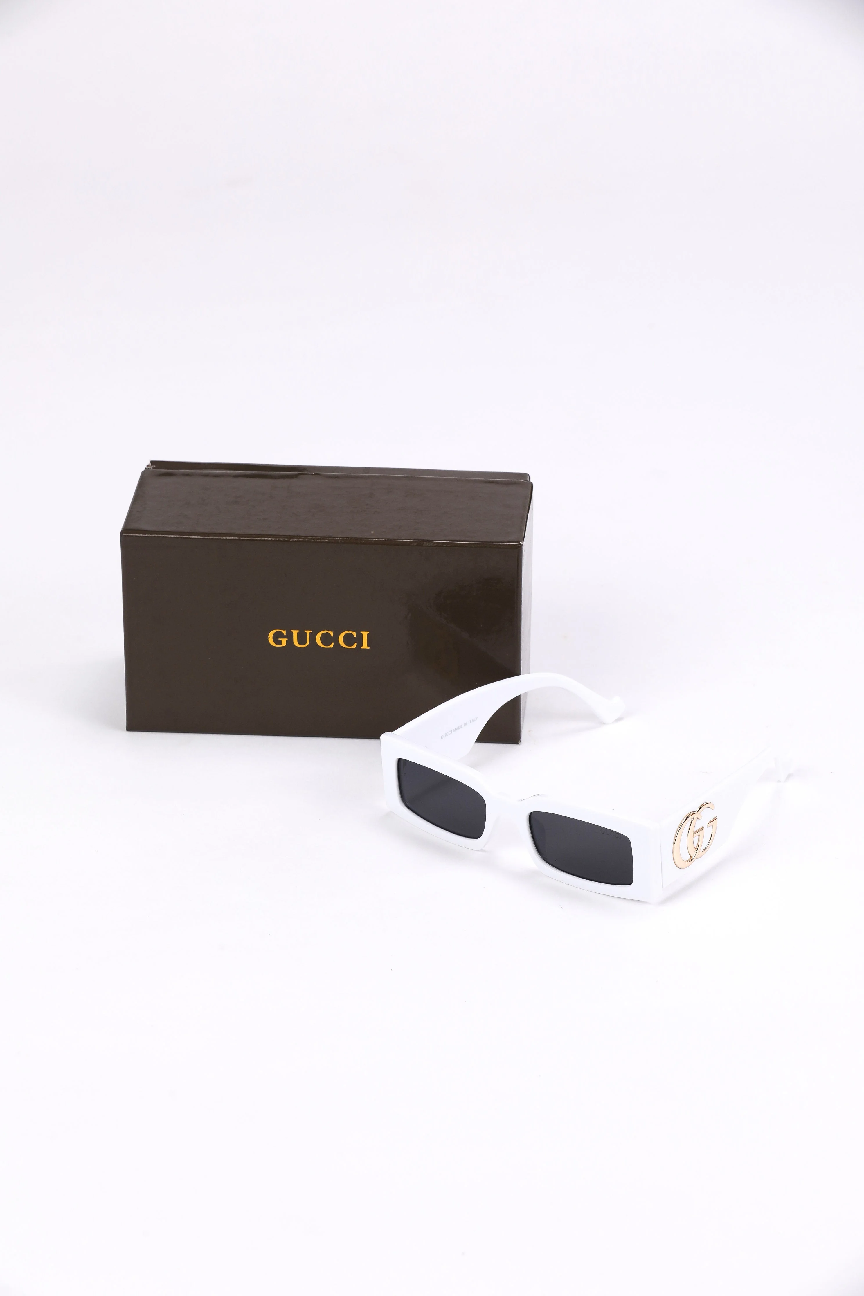 Gucci White Rectangle Sunglasses - Image 2