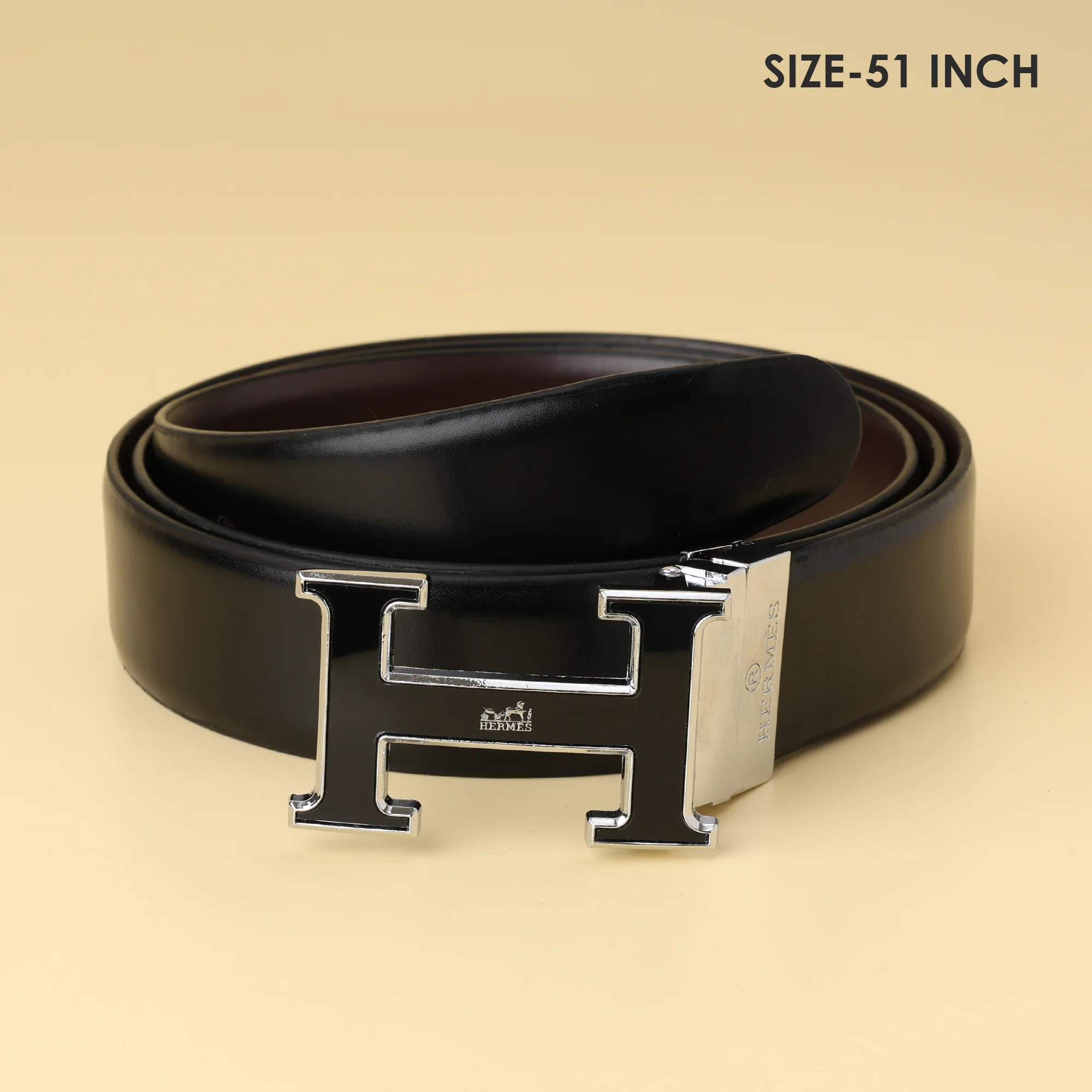 H Buckle Reversible Leather Belt - Image 2