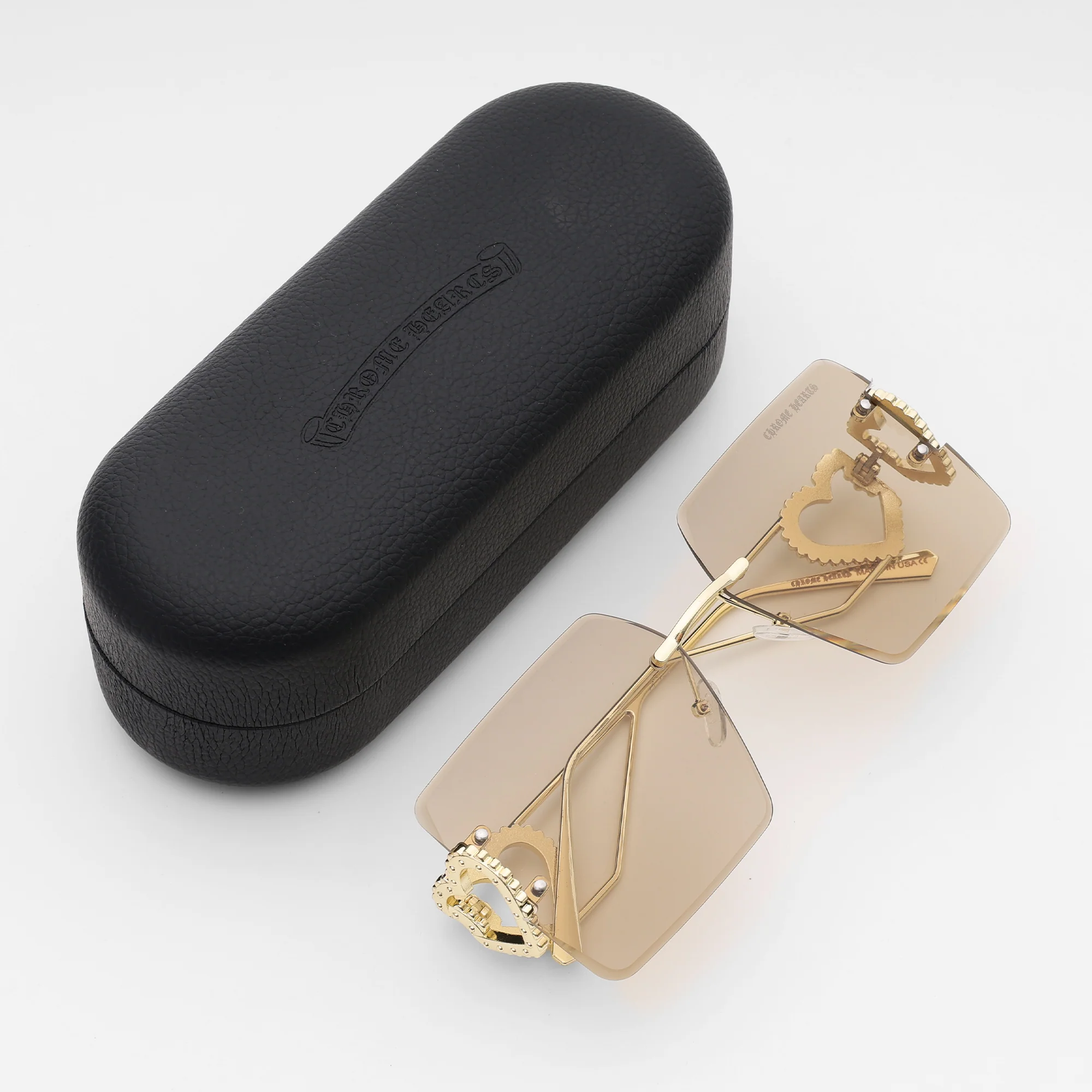Hearts Gold Luxe Rimless Sunglasses - Image 2
