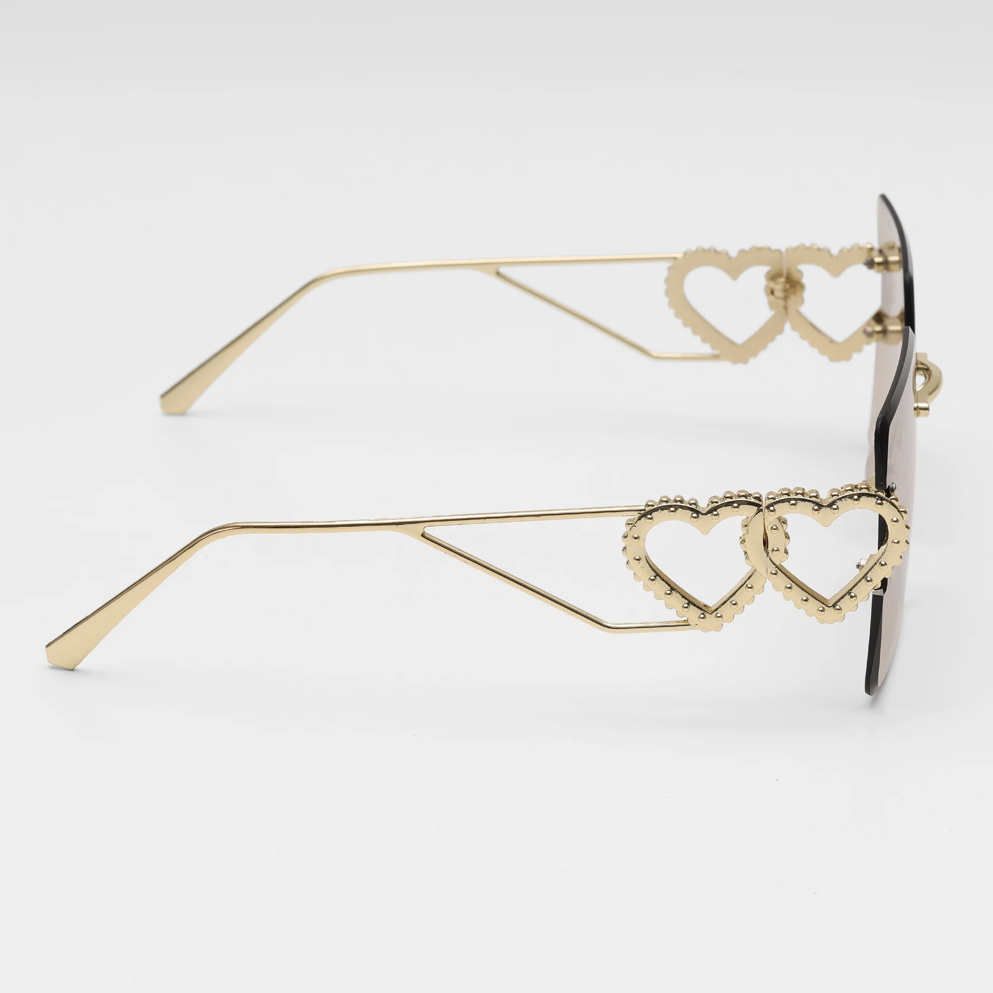 Hearts Gold Luxe Rimless Sunglasses - Image 6