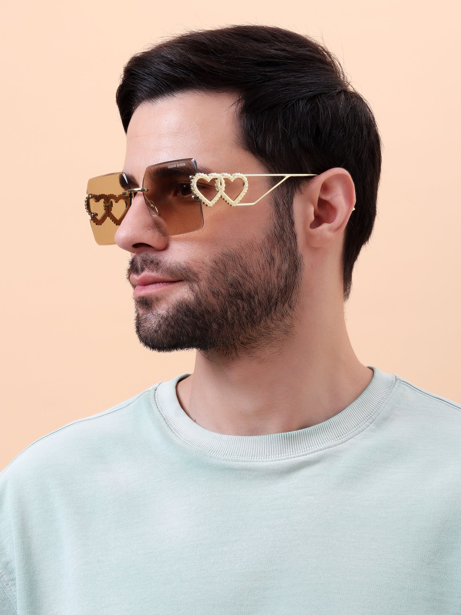 Hearts Gold Luxe Rimless Sunglasses - Image 8