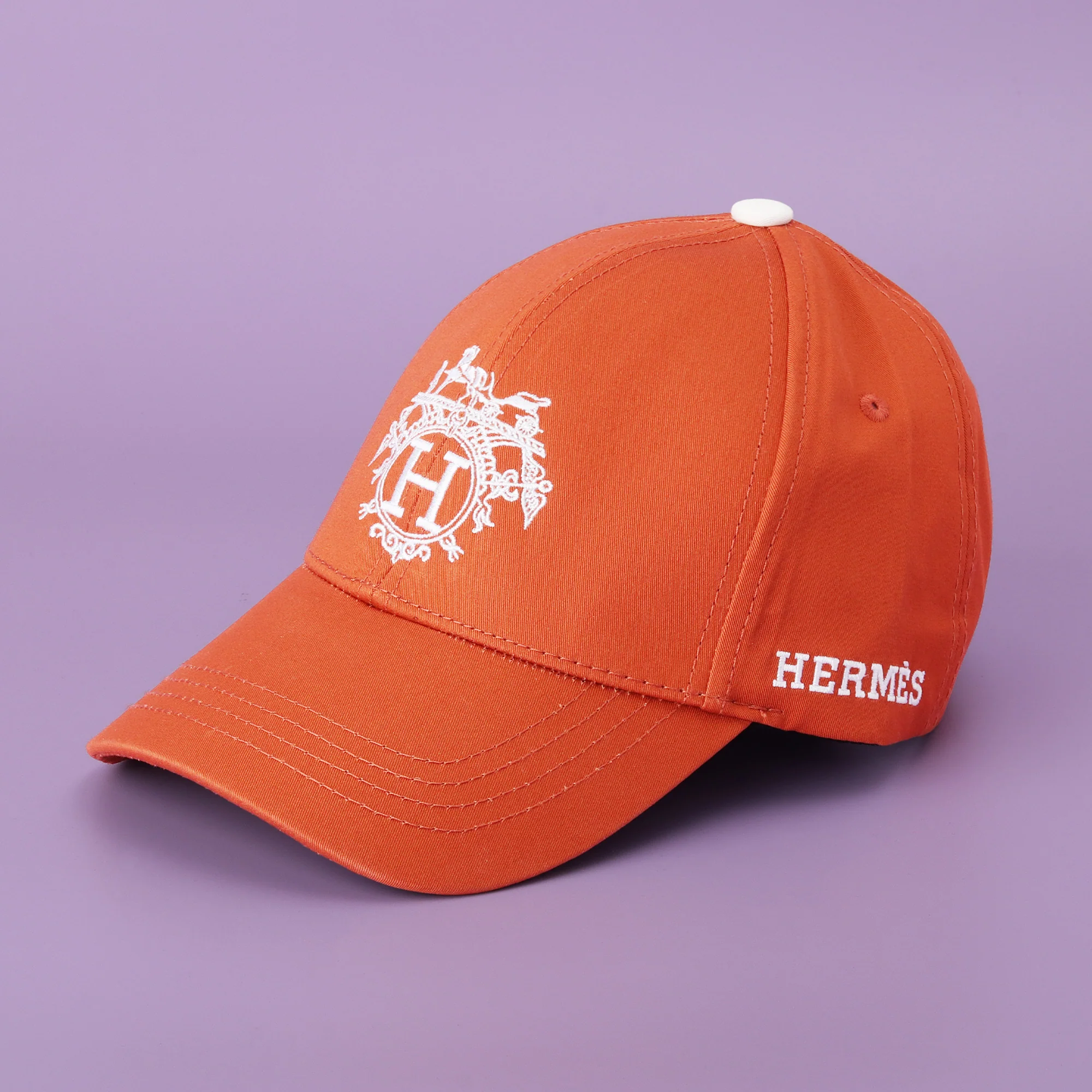 Hermès Orange Crest Cap - Image 2