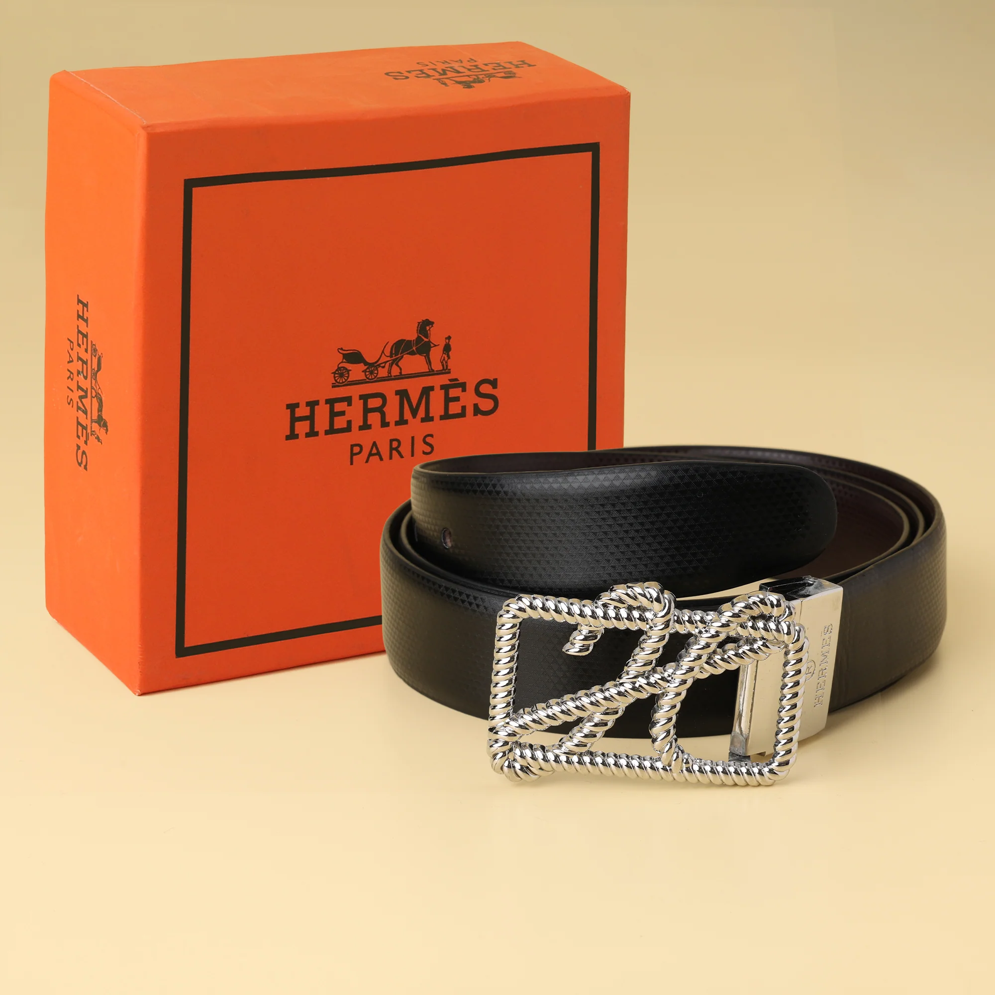 Mes Silver Rope Buckle Leather Belt - Image 2
