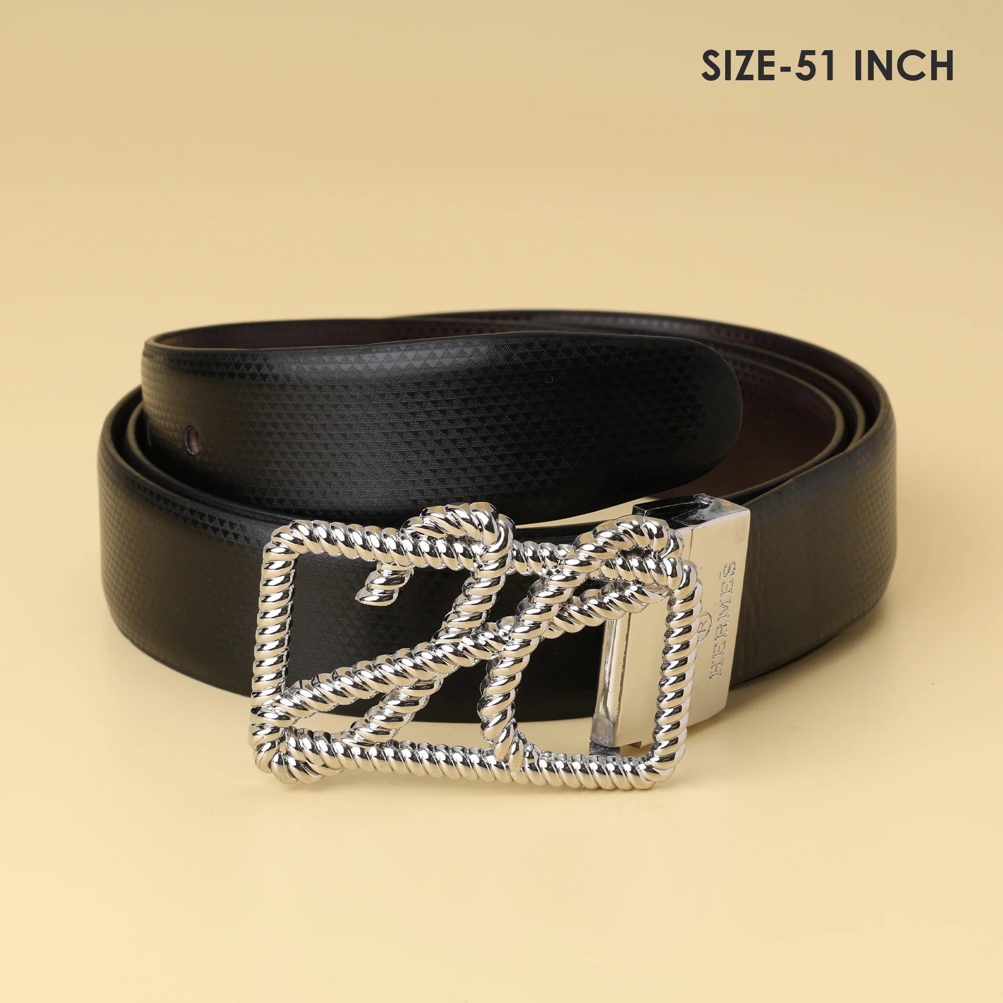 Mes Silver Rope Buckle Leather Belt - Image 3