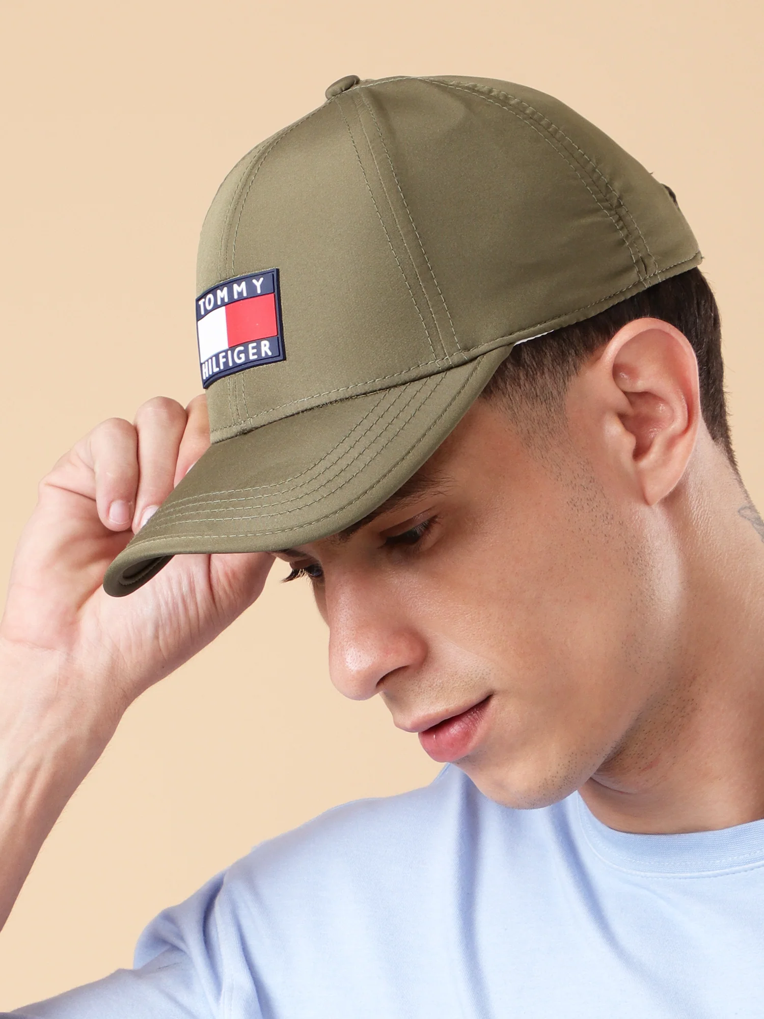 Hilfiger Olive Green Classic Logo Cap - Image 3